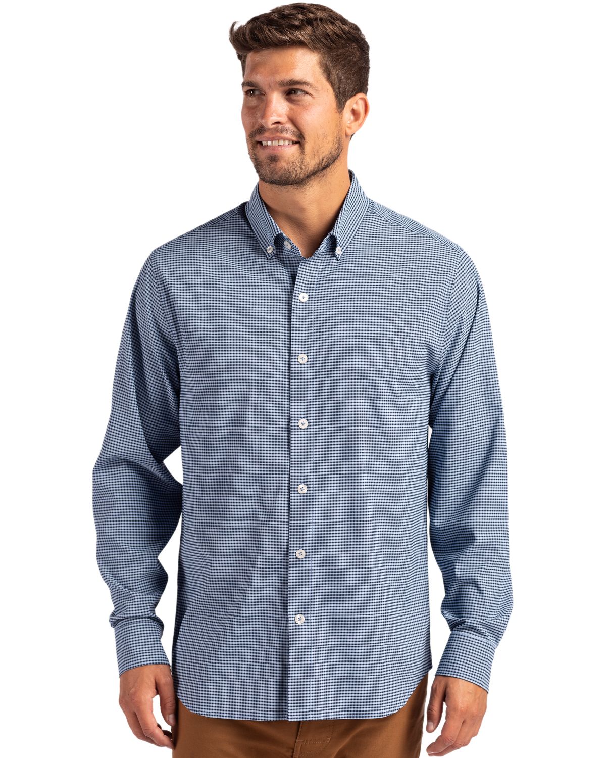 Skyline Eco Recycled Gingham Mens Long Sleeve Dress Shirt