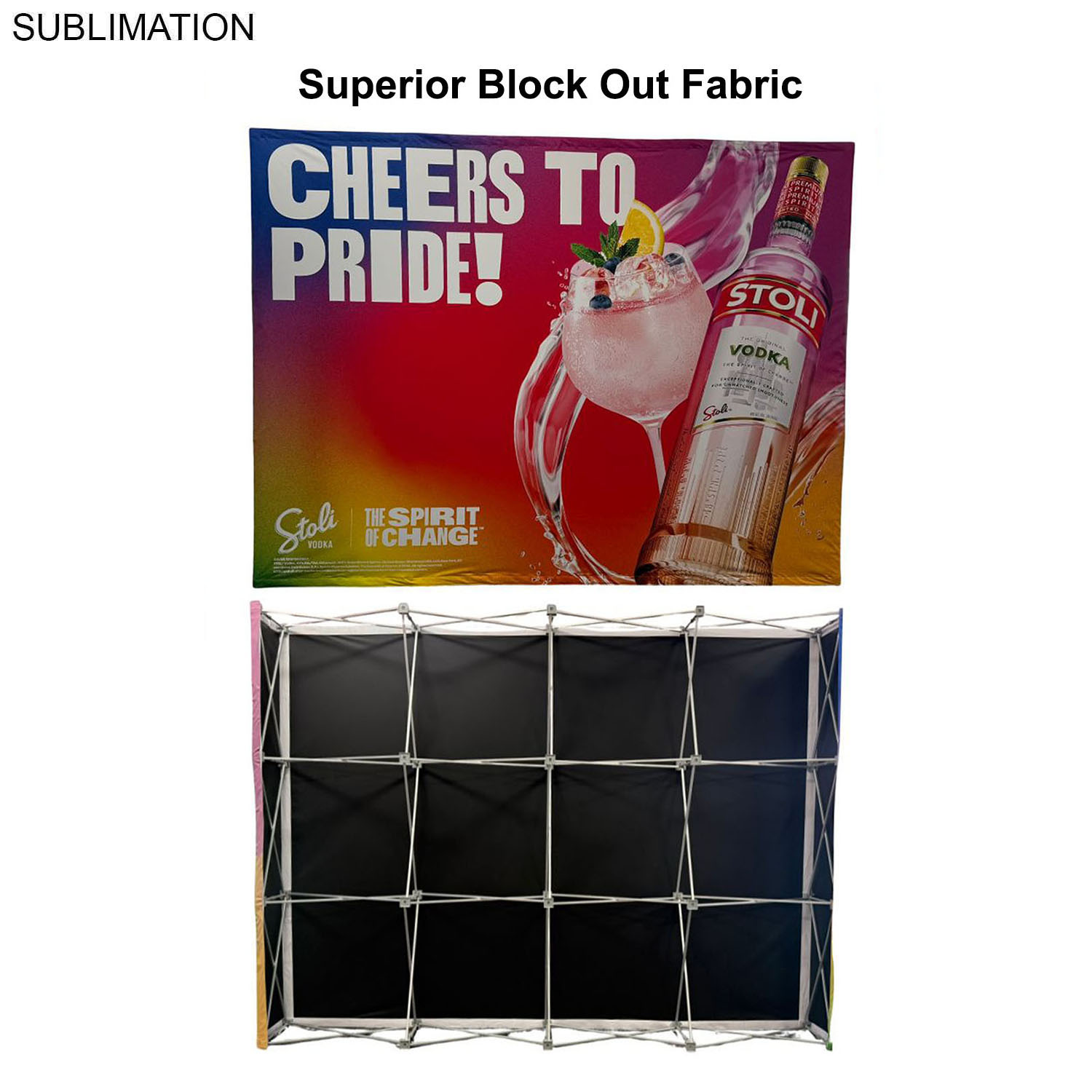 10' Straight Wall Tension Fabric Pop-up Display Kit with Wrap End Caps, Superior Block Out Fabric 14