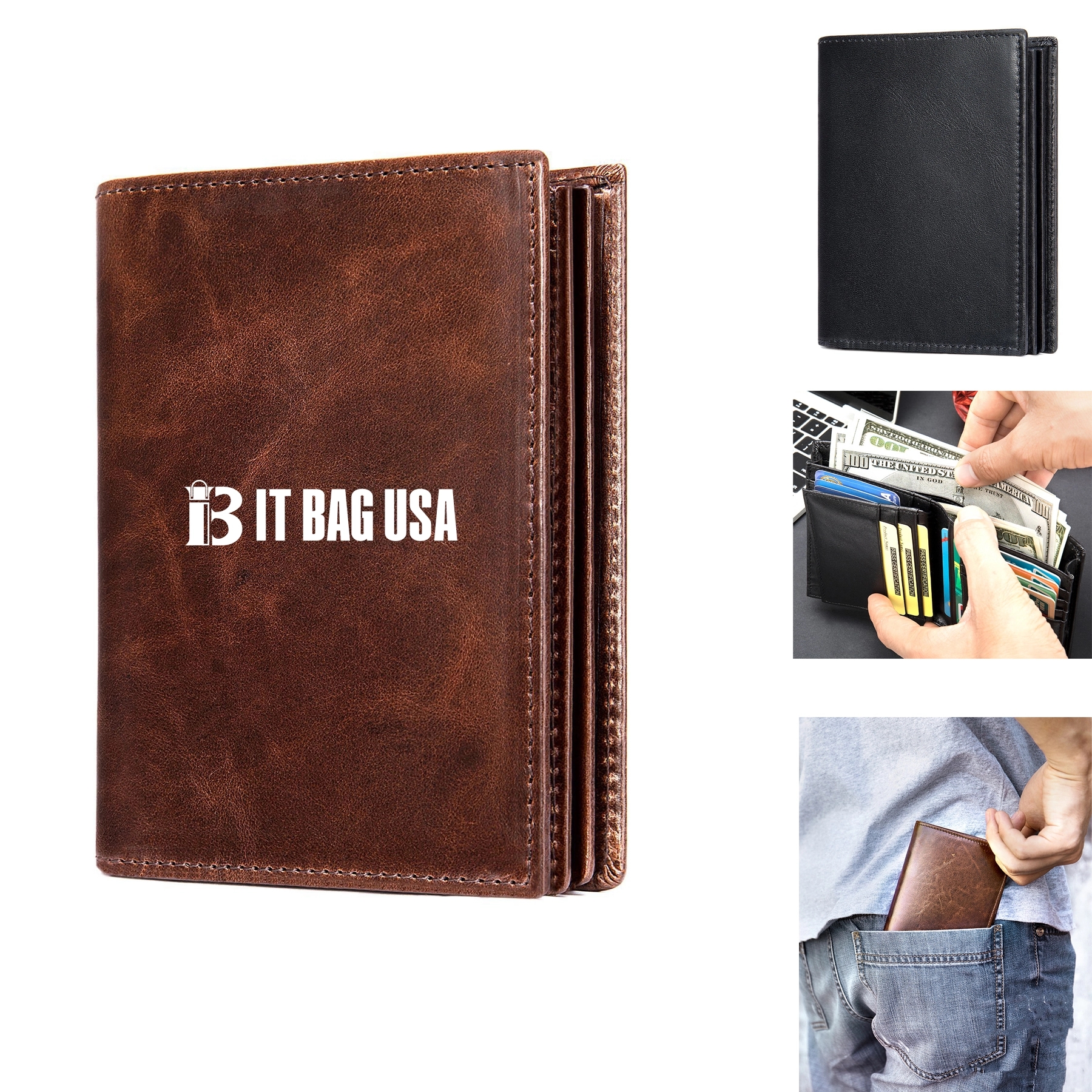 Men'S Genuine Leather Rfid Blocking Wallet 1