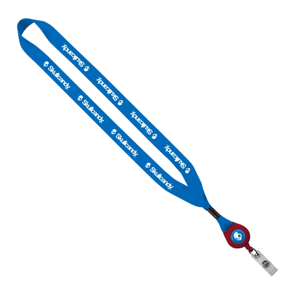 3/4" Polyester Lanyard with Metal Crimp & Retractable Badge Reel 287