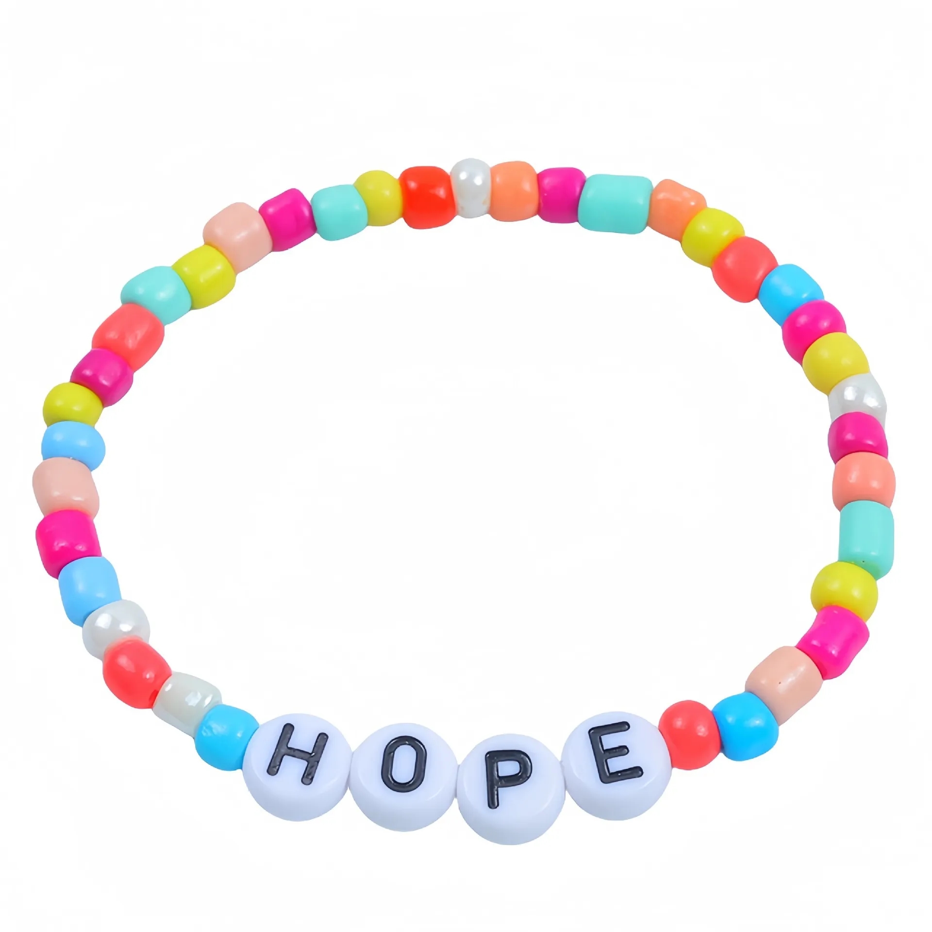 Friendship Bracelet with Plastic Beads and Letter Design 1