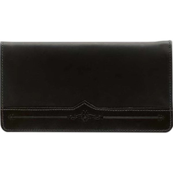 Checkbook Cover, Personal-Size Pyramid Black Leather 3
