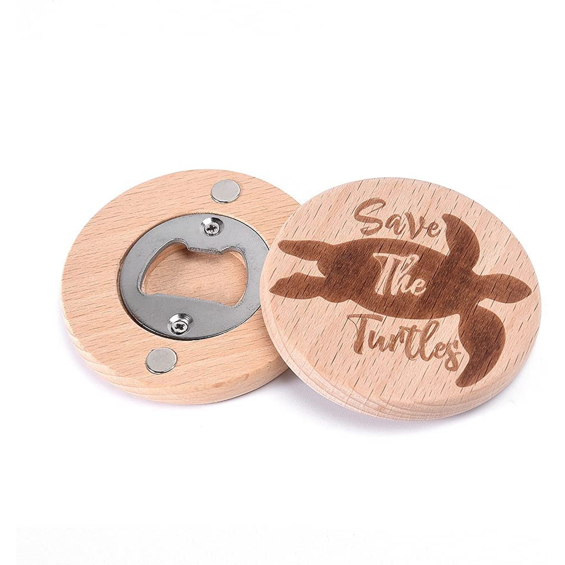 2 In 1 Beer Bottle Opener Wooden Magnetic Fridge Magnet 6