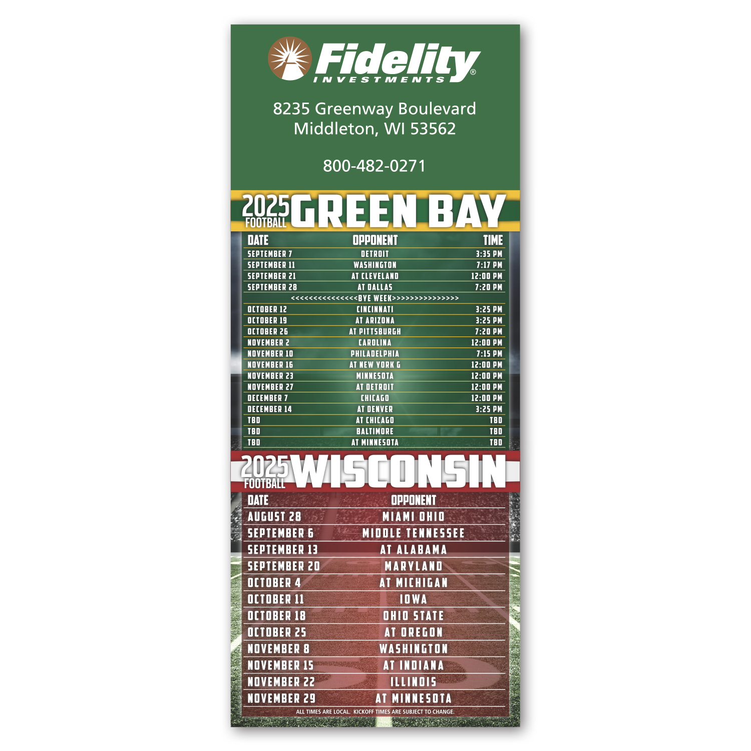 Football Schedule Magnet 8