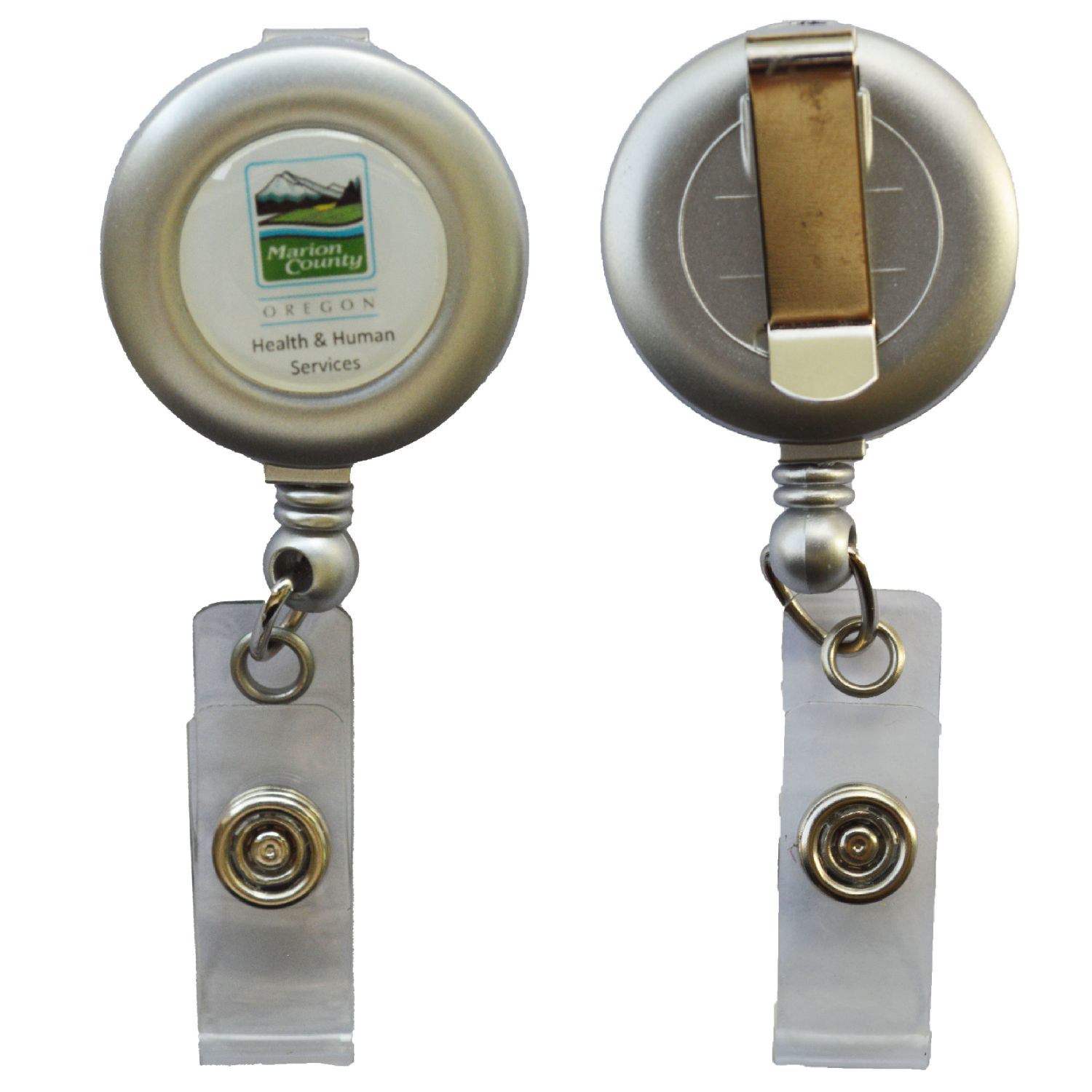Electroplate Round Badge Reel Holder w/ Belt Clip 2