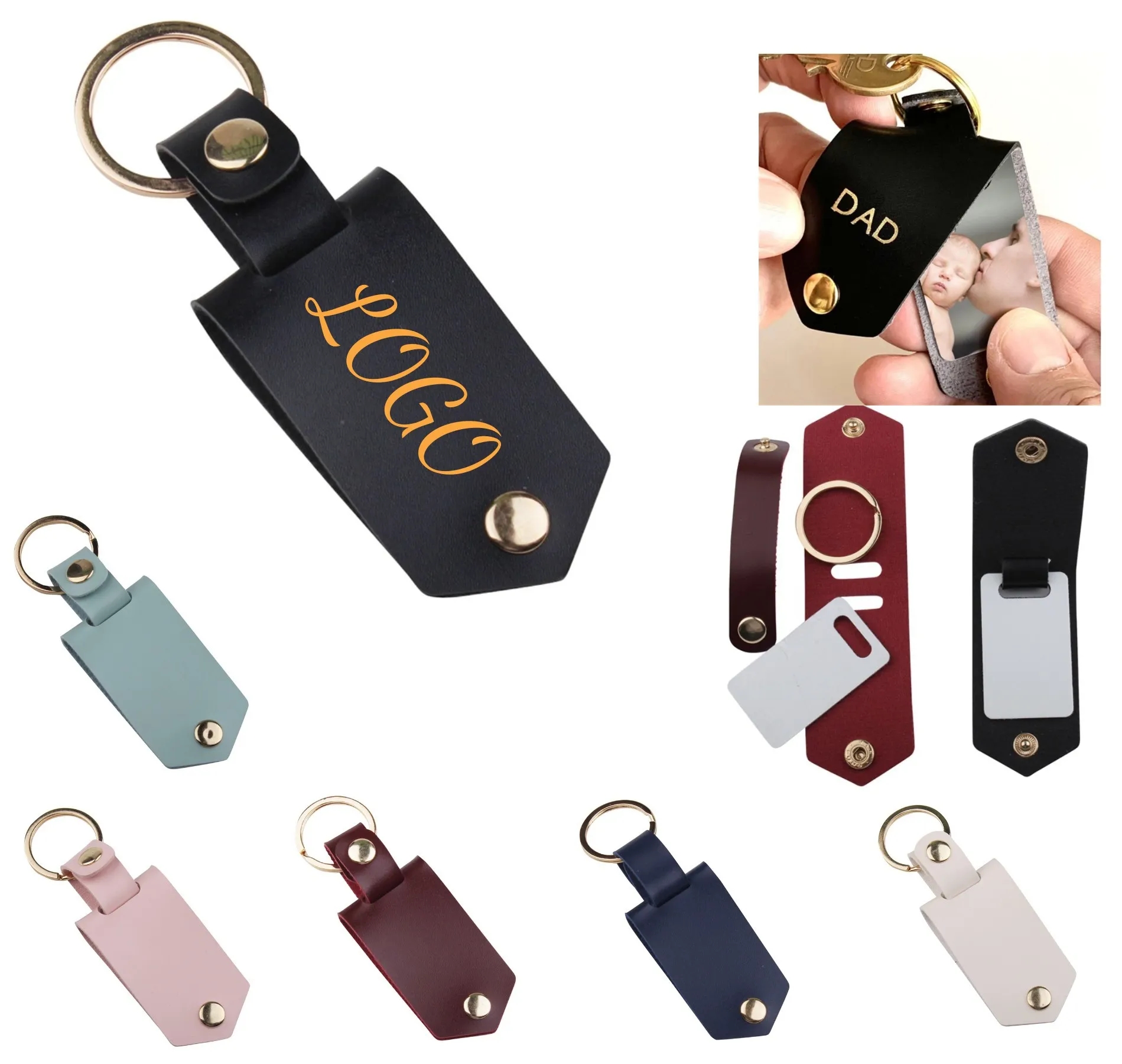 PU Leather Photo Frame Keychain 2