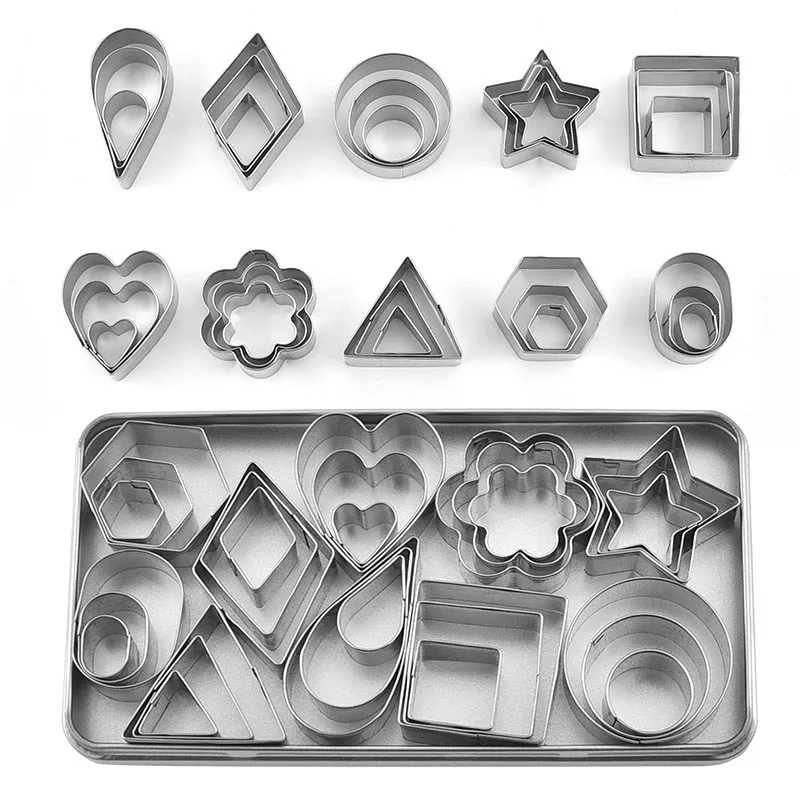 30Pcs Stainless Steel Cookie Cutter Mold Set 5