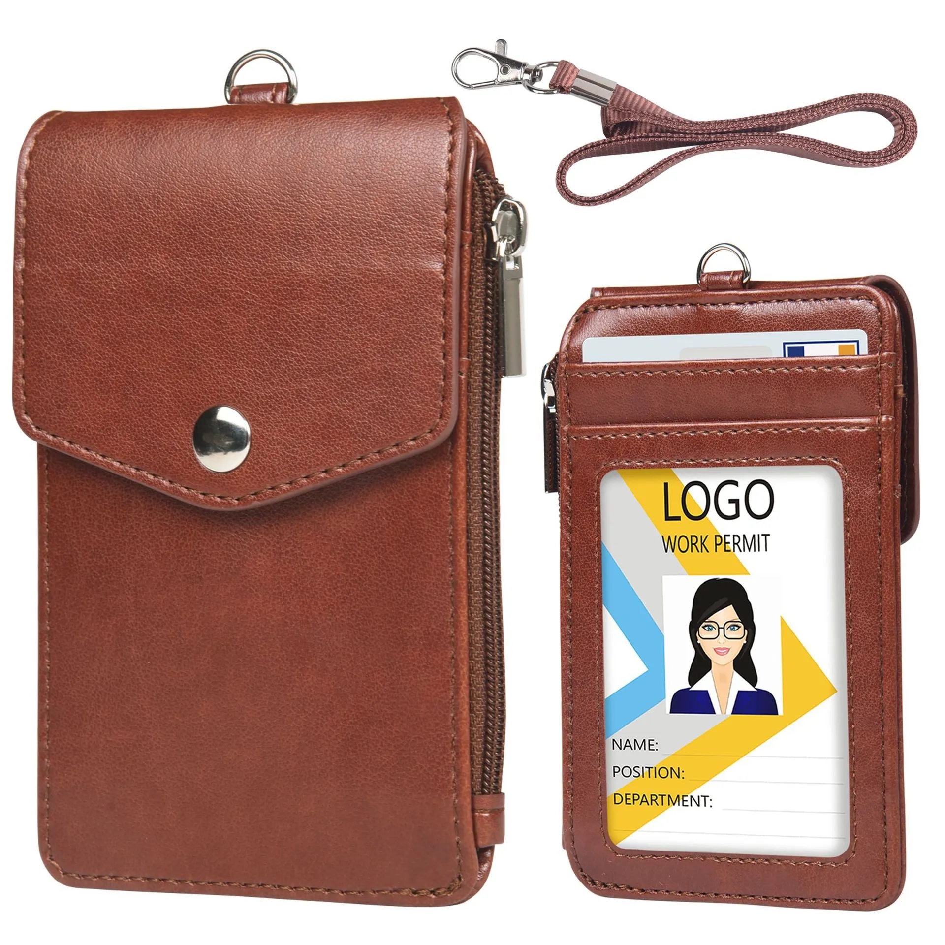PU Leather ID Holder with Lanyard 2