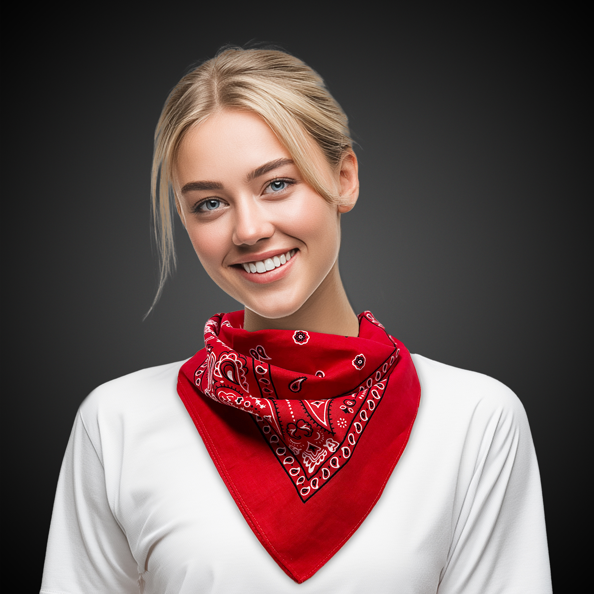 Red Cotton Bandana 22" x 22" 4