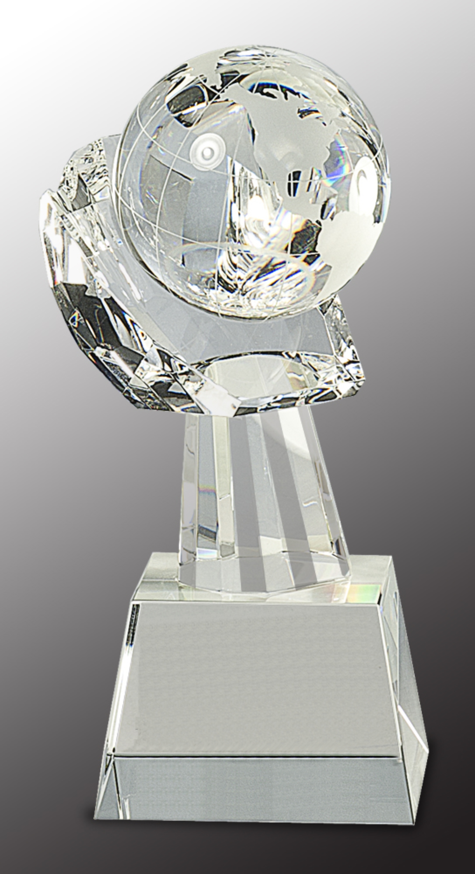 8" Clear Crystal Globe in Hand Award 3