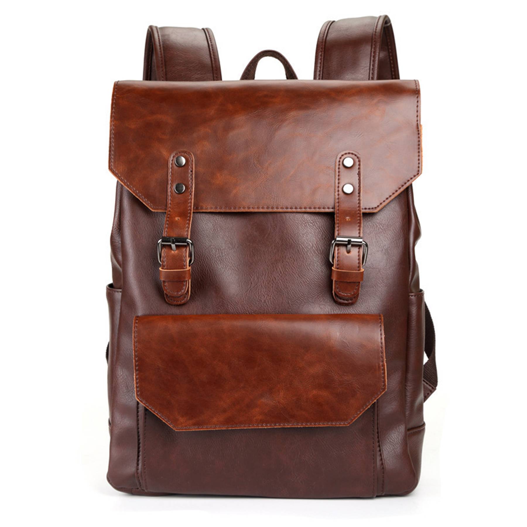 PU Weekend Travel Vintage Laptop Bookbag Backpack for Men 4