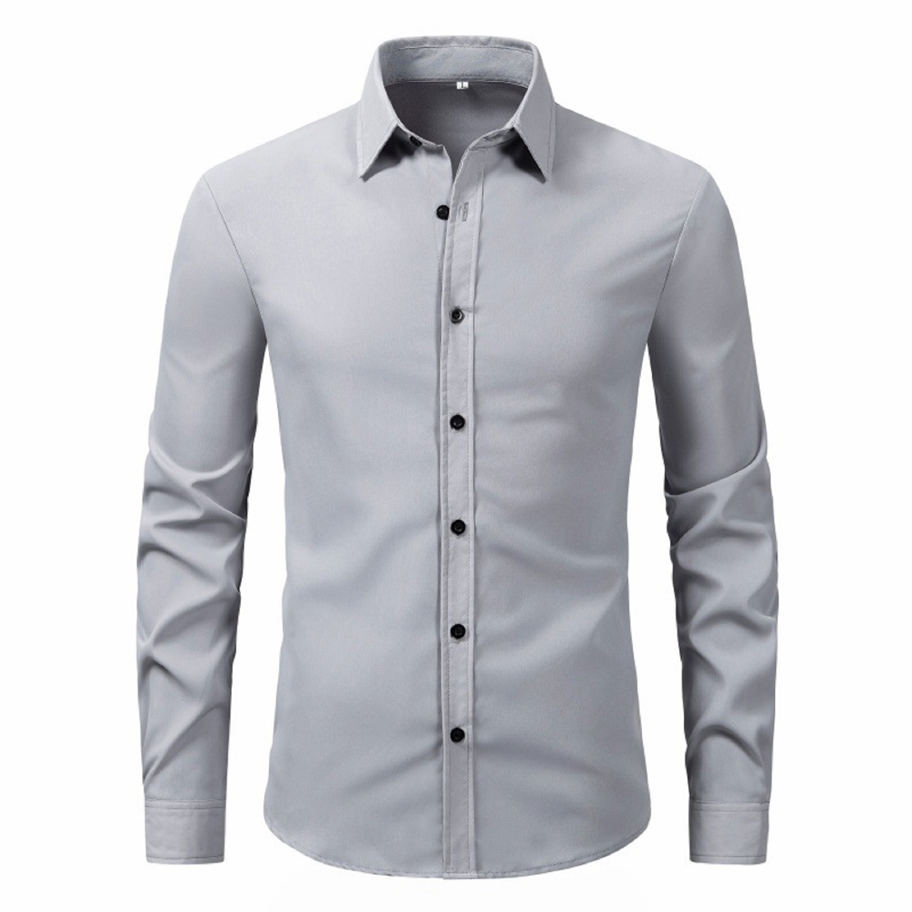 Men's Long Sleeve Button Up Shirts Solid Slim Fit 2