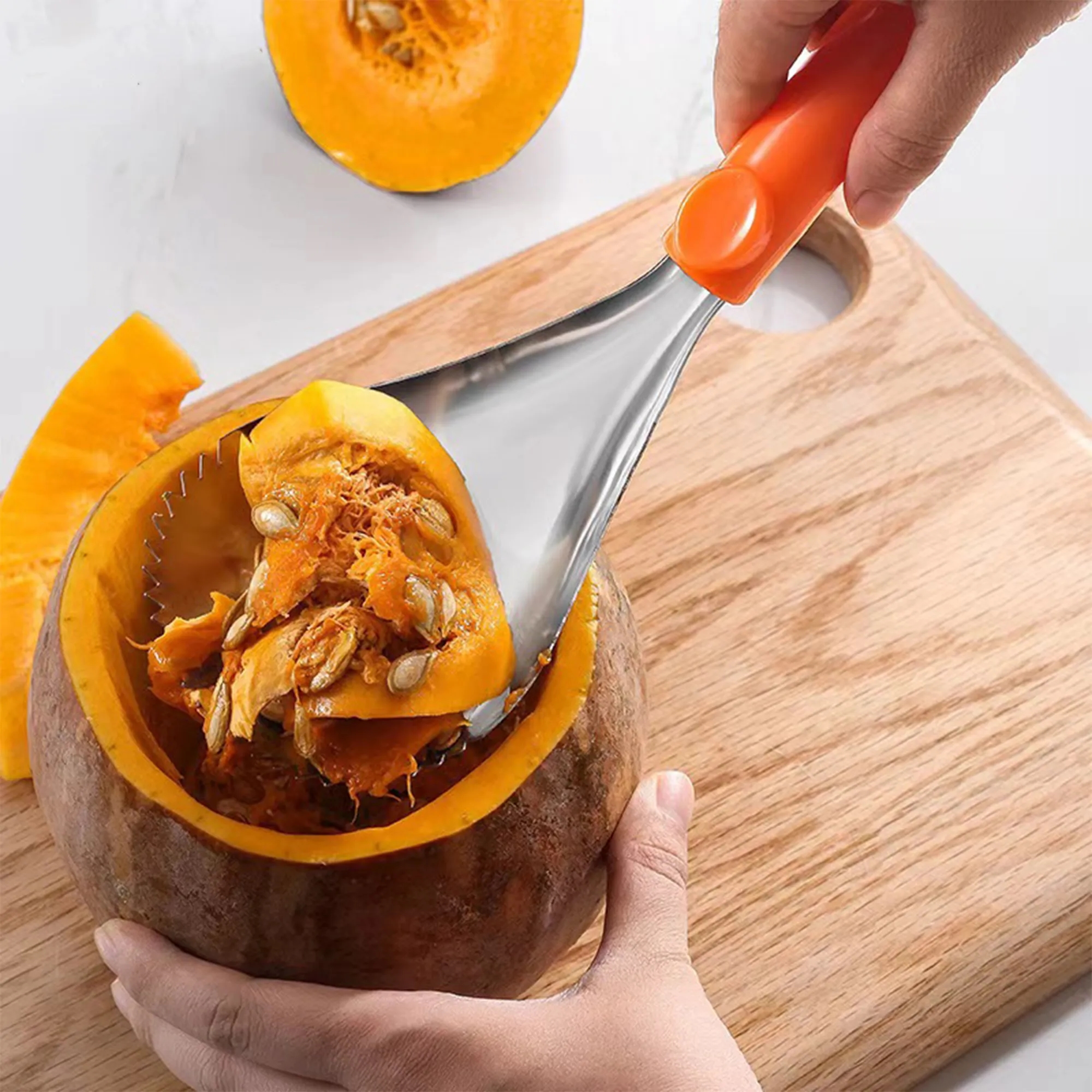 Stainless Steel Pumpkin Scoop With Customizable Logo 2