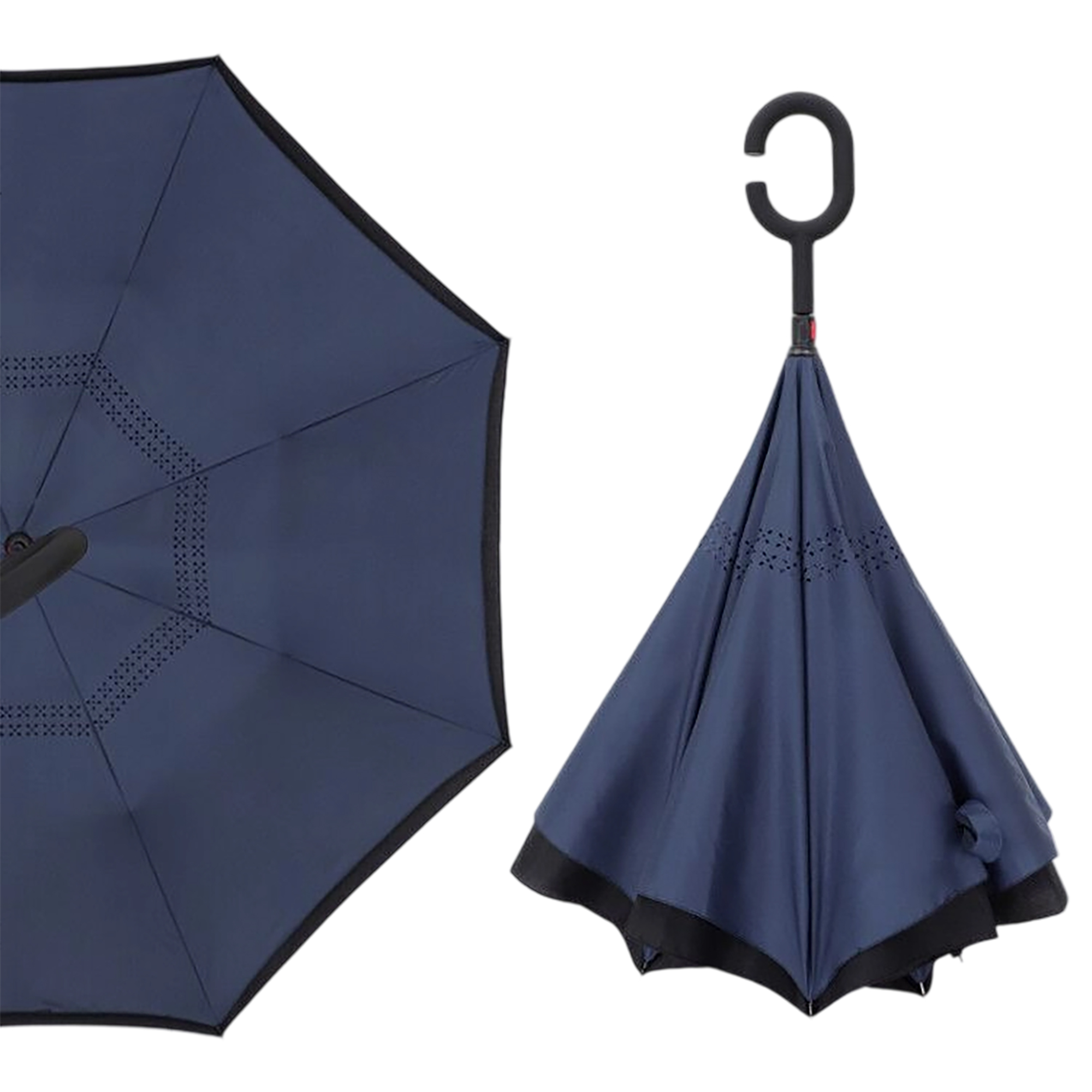 Double Layer Waterproof Reverse Folding Inverted Umbrella With Wrist Handle 42" X 31.5" 29