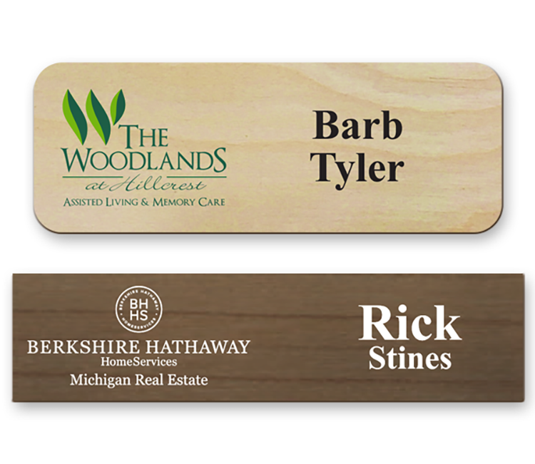 Wood Name Badge 0-3 sq in 2
