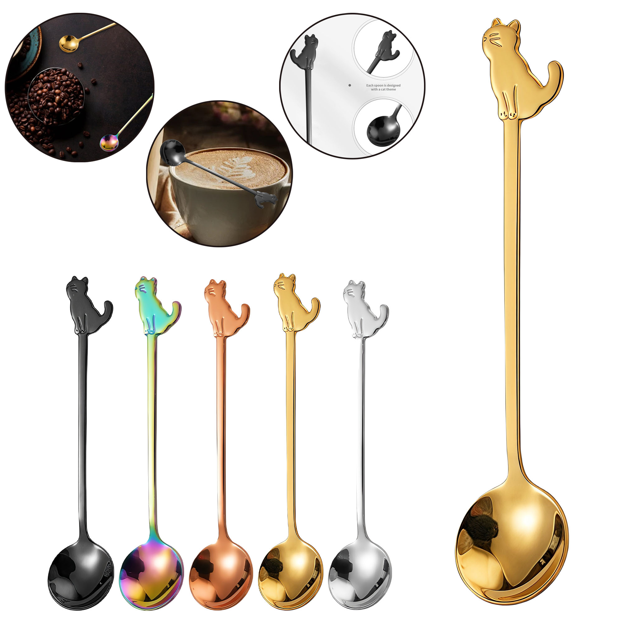304 Stainless Steel Cute Cat Spoon, Coffee Scoop 3