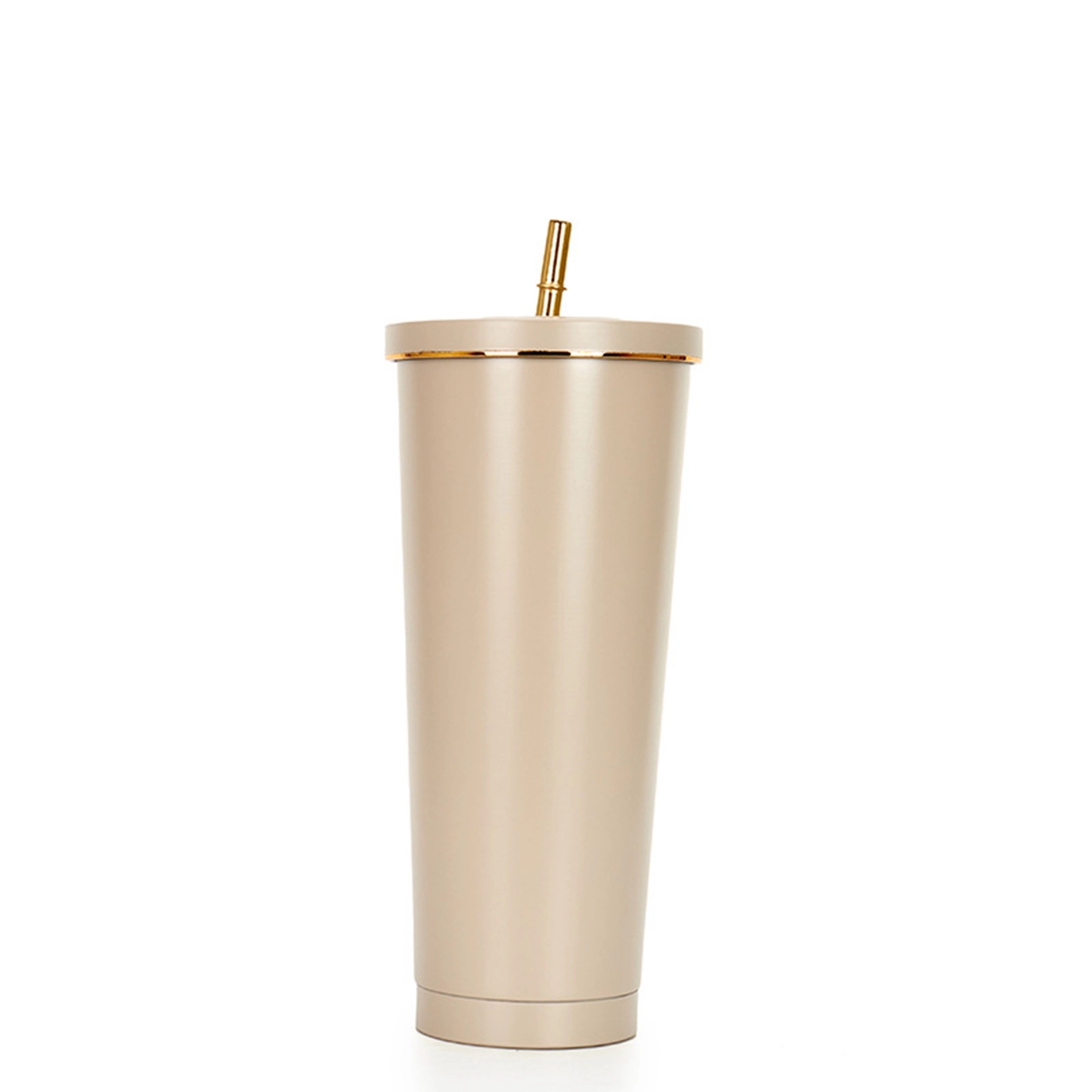 25 Oz. Double Wall Gold Edge Tumbler With Straw & Lid 6
