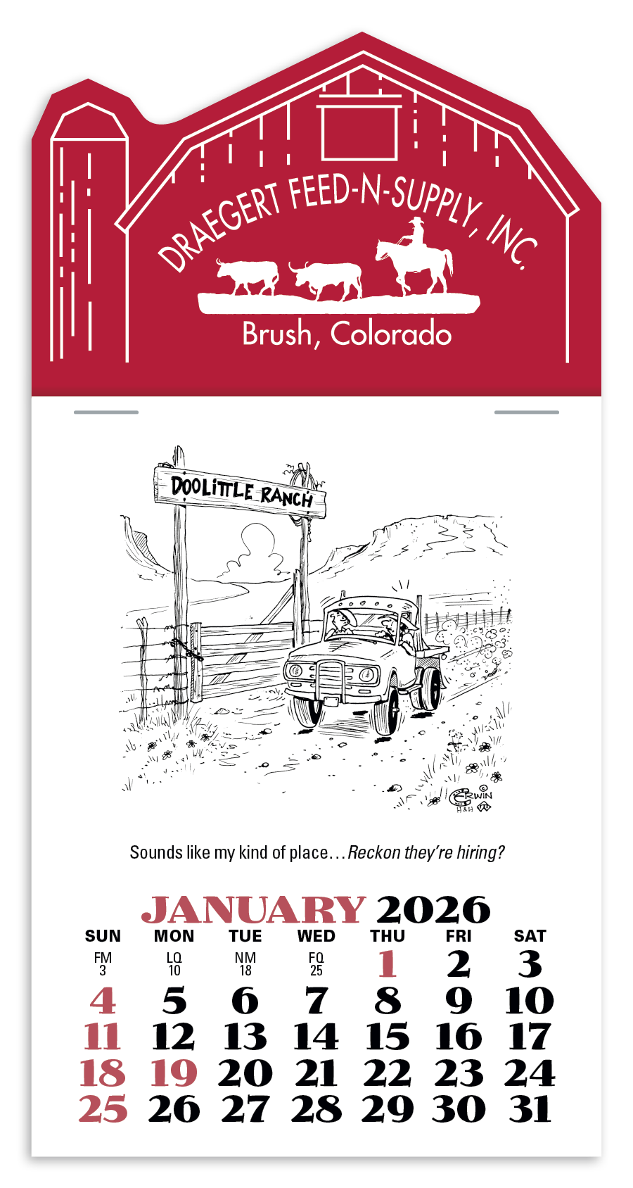 Press-N-Stick Cowboy Calendar