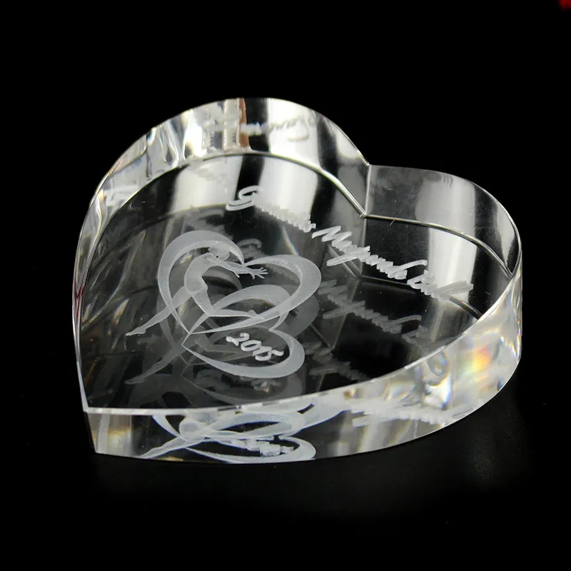 Optic Crystal Heart Paperweight 6