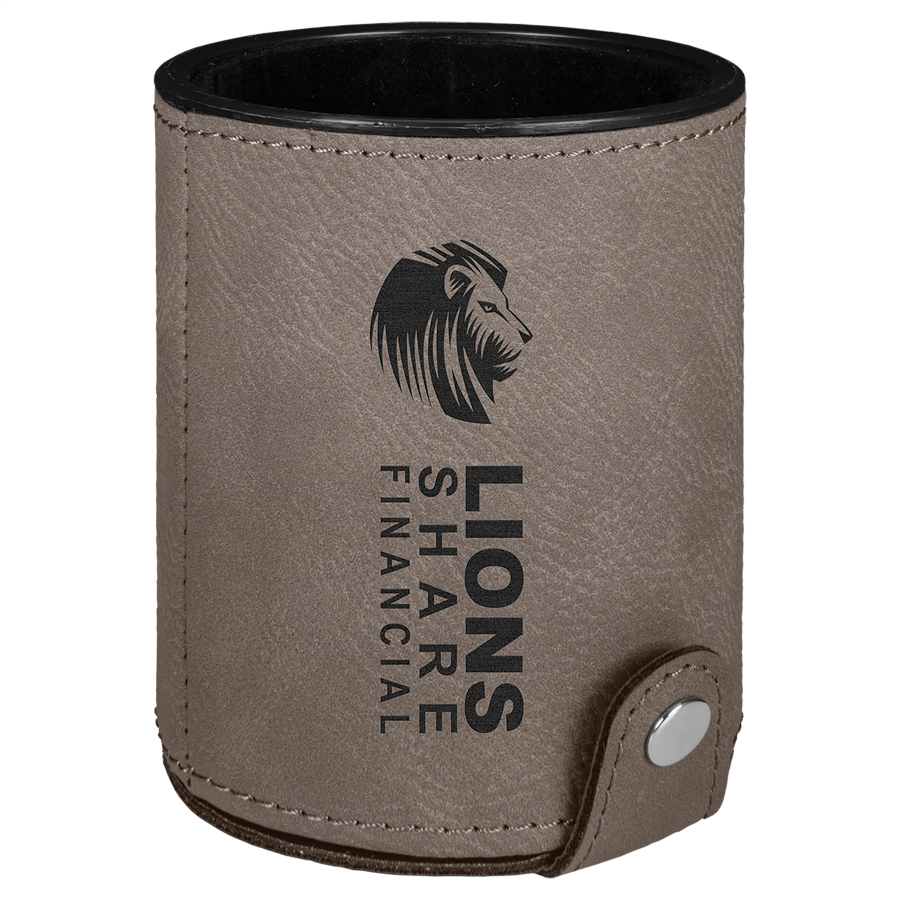 Gray Leatherette Dice Cup with 5 Dice 2