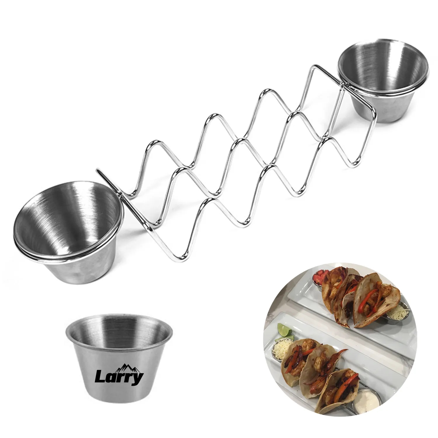 Taco Holder With Two Sauce Cups 2