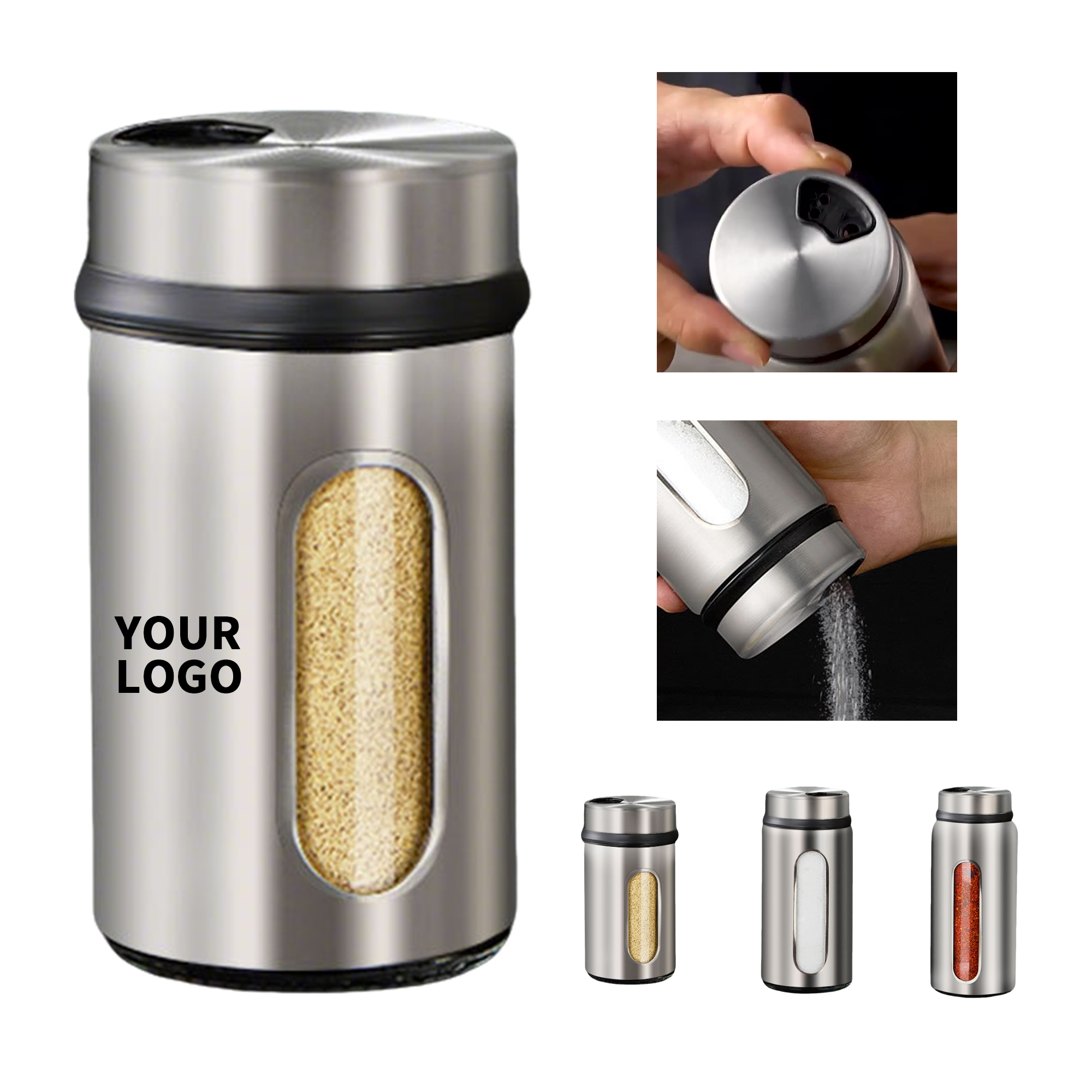 Stainless Steel Salt Pepper Shaker With Transparent Window 4