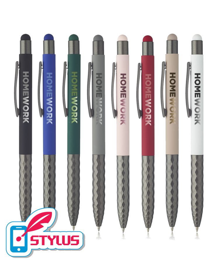 Union Printed - Geometric Aluminum BallPoint Pens with Stylus 2