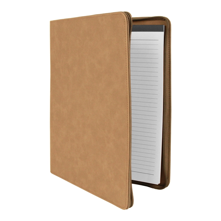 9" x 12" Leatherette Light Brown Portfolio with Zipper 7