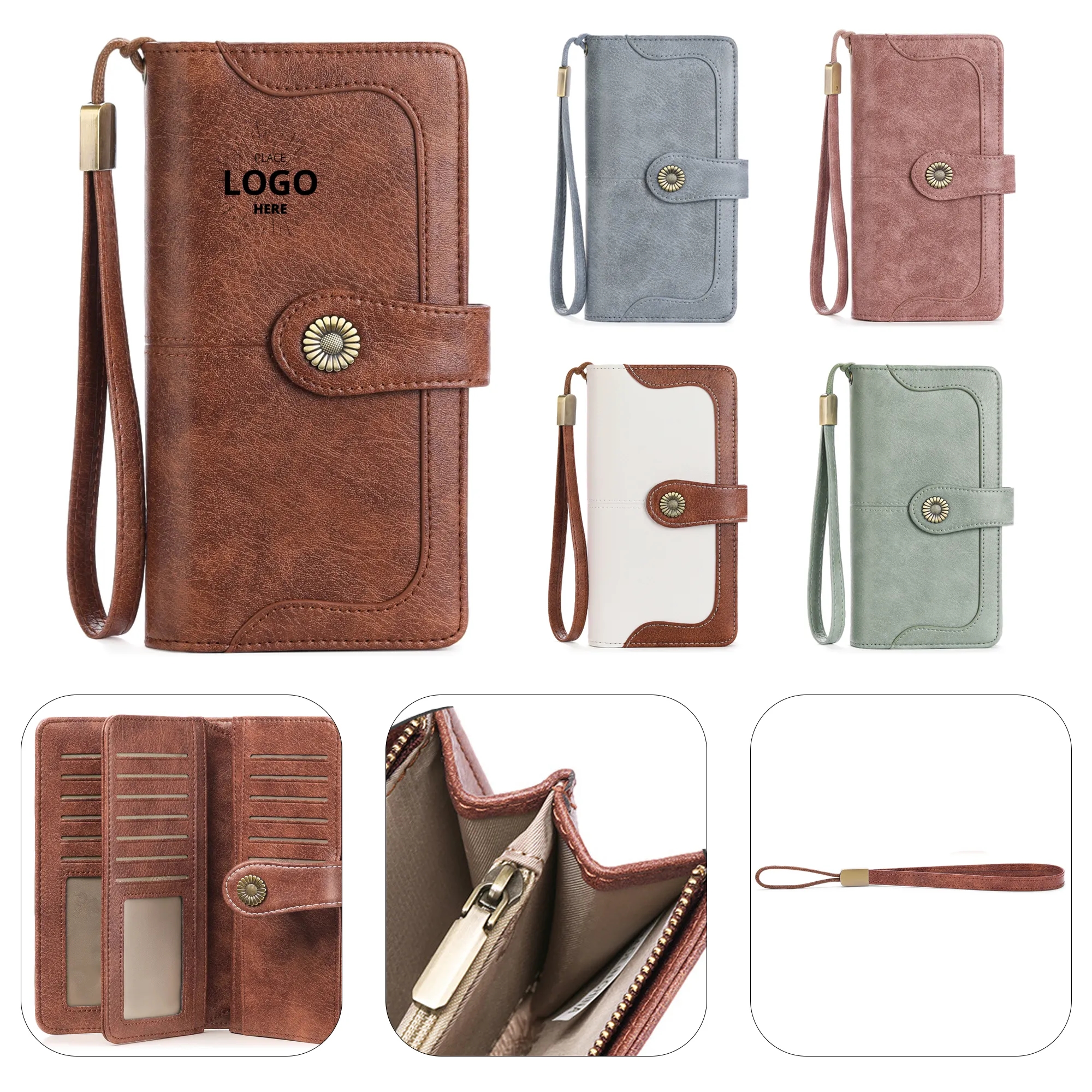 Long Style Zipper PU Leather Wallet 4
