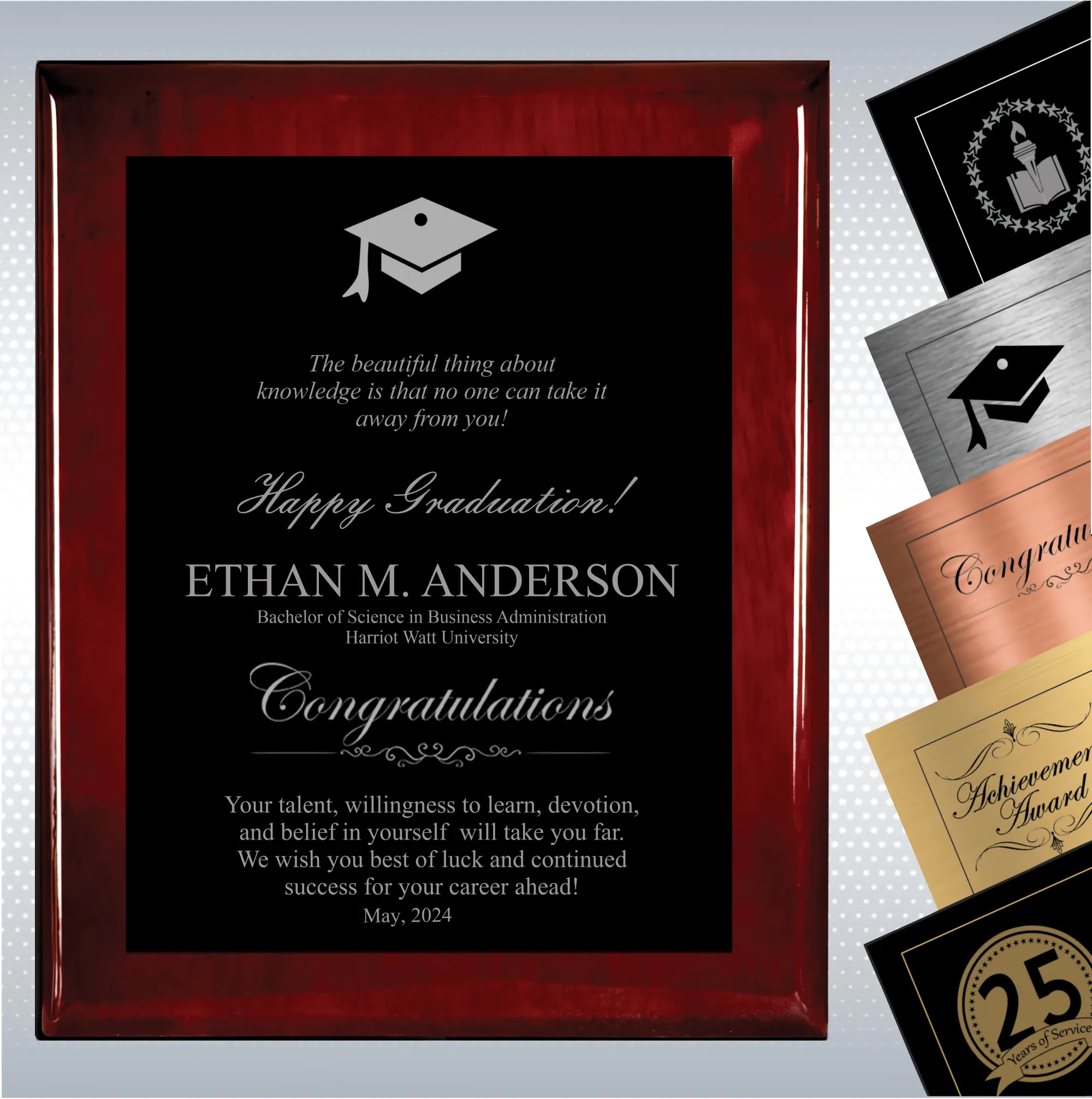 Rosewood Piano Graduation Gift Plaque 9