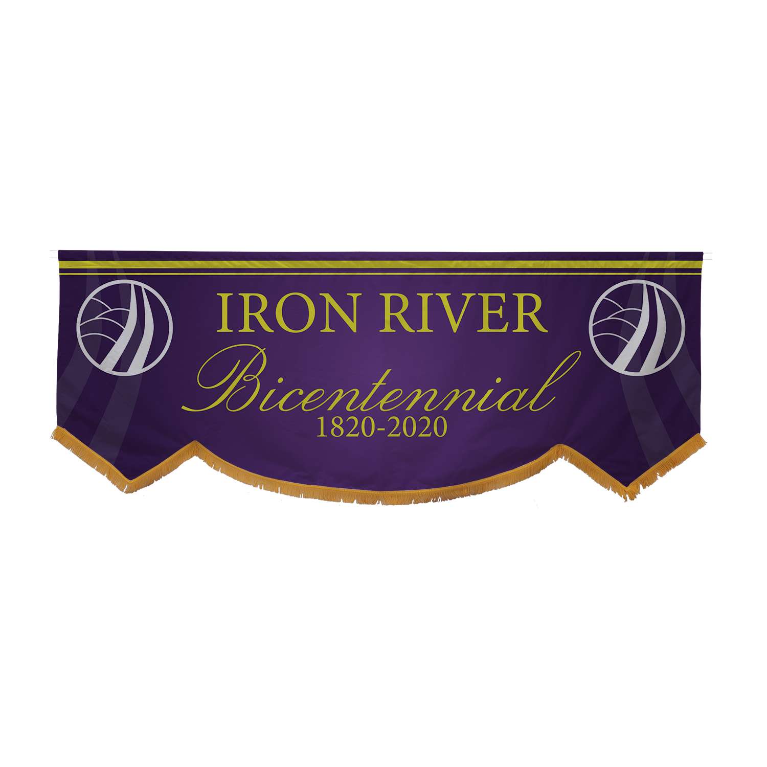 3' x 8' Parade Banner Scallop Bottom with Gold Fringe