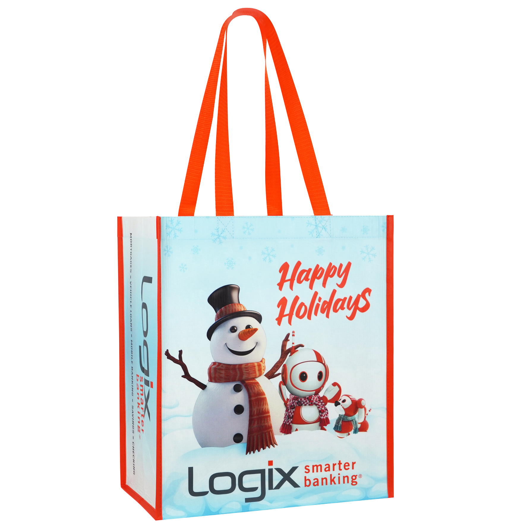 Custom Recycled Full-Color 170g Laminated RPET Holiday Shopping Bag 13"x15"x8"" 1