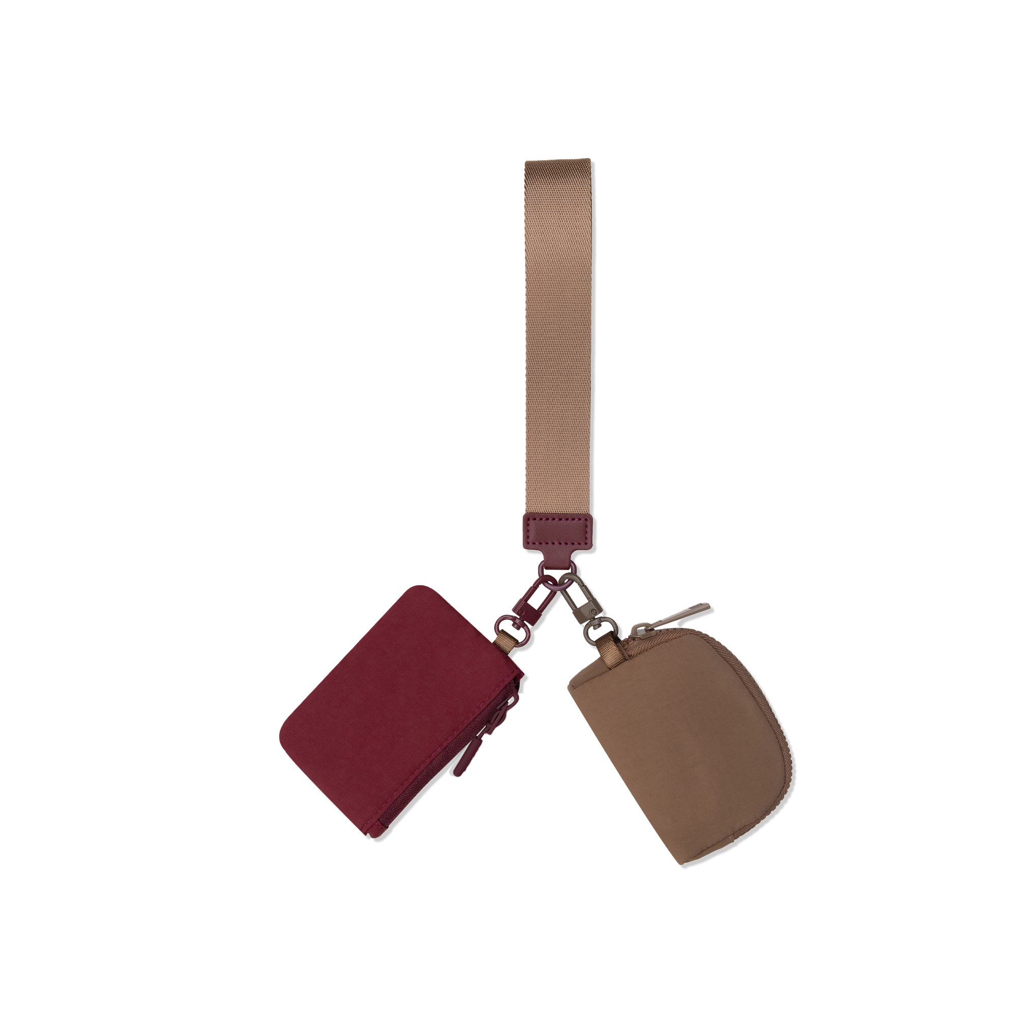 Nylon Dual Pouch Wristlet 3" x 4" With Zipper Strap 6