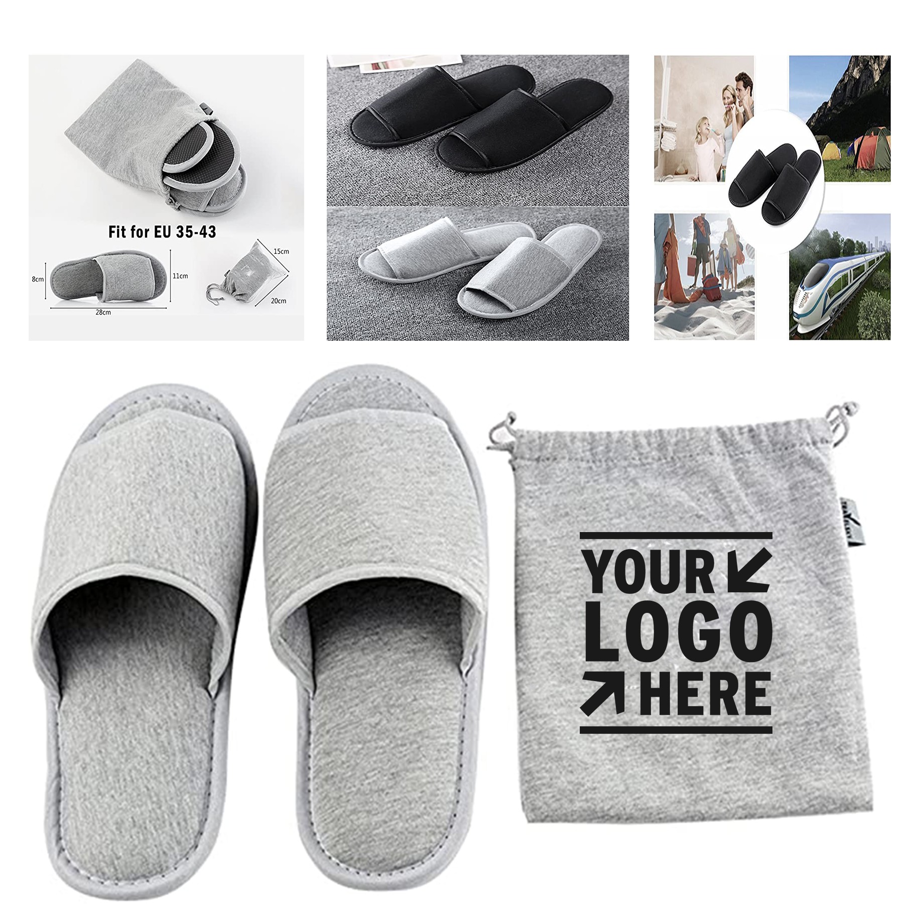 Portable Slippers with Storage Bag 1