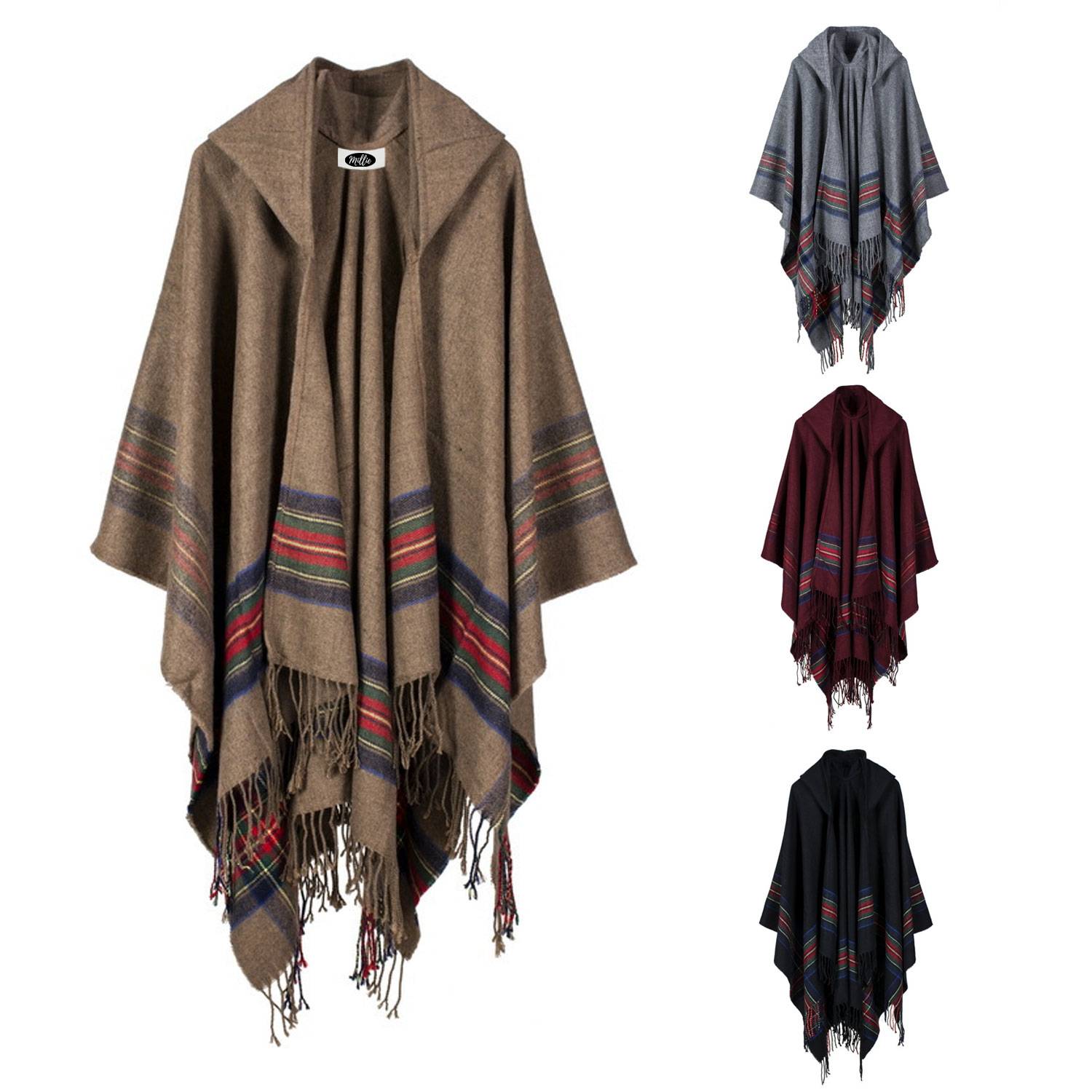 Fashionable Striped Shawl with Luxurious Tassels 2