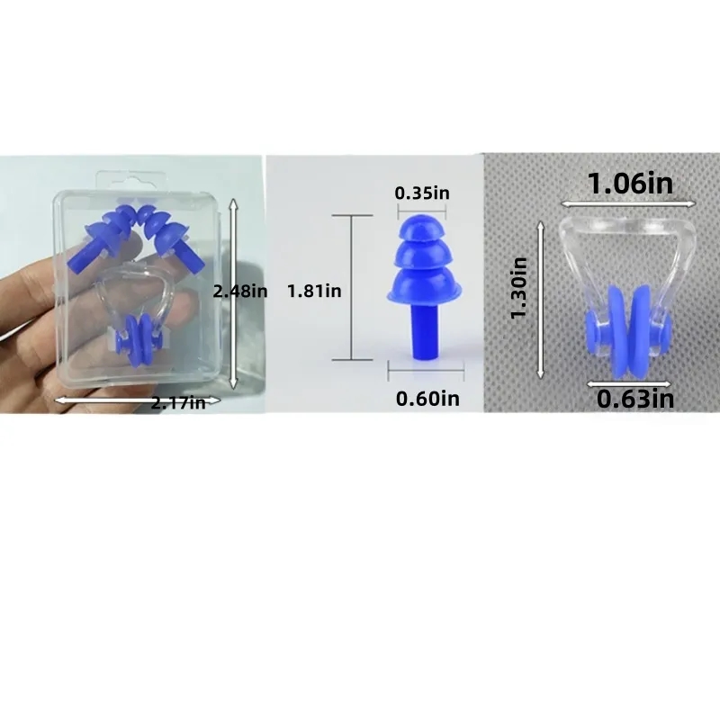 Silicone Swimming Earplugs and Nose Clip Set 3