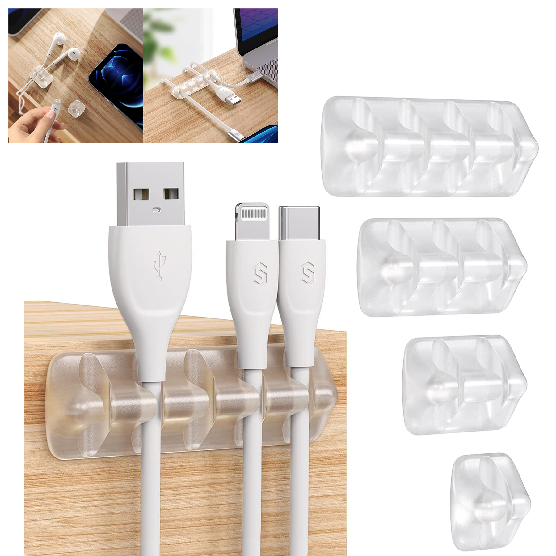 5 Pcs Clear Cable Clip Cable Management Organizer 2