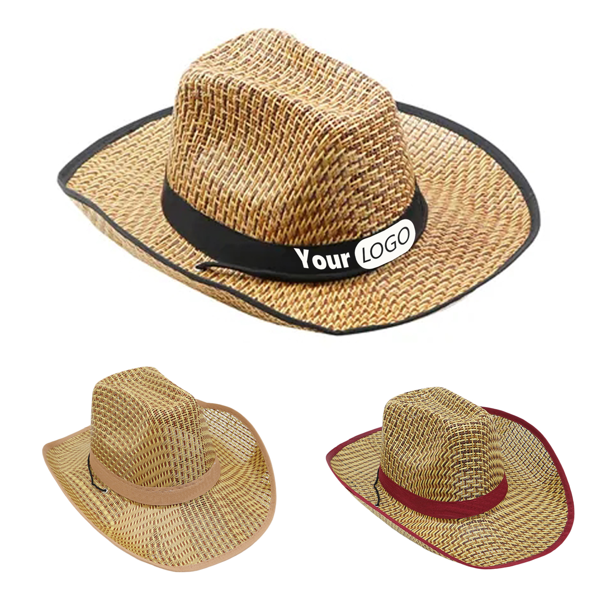 Band Outdoor UV Protection Straw Cowboy Hat 2