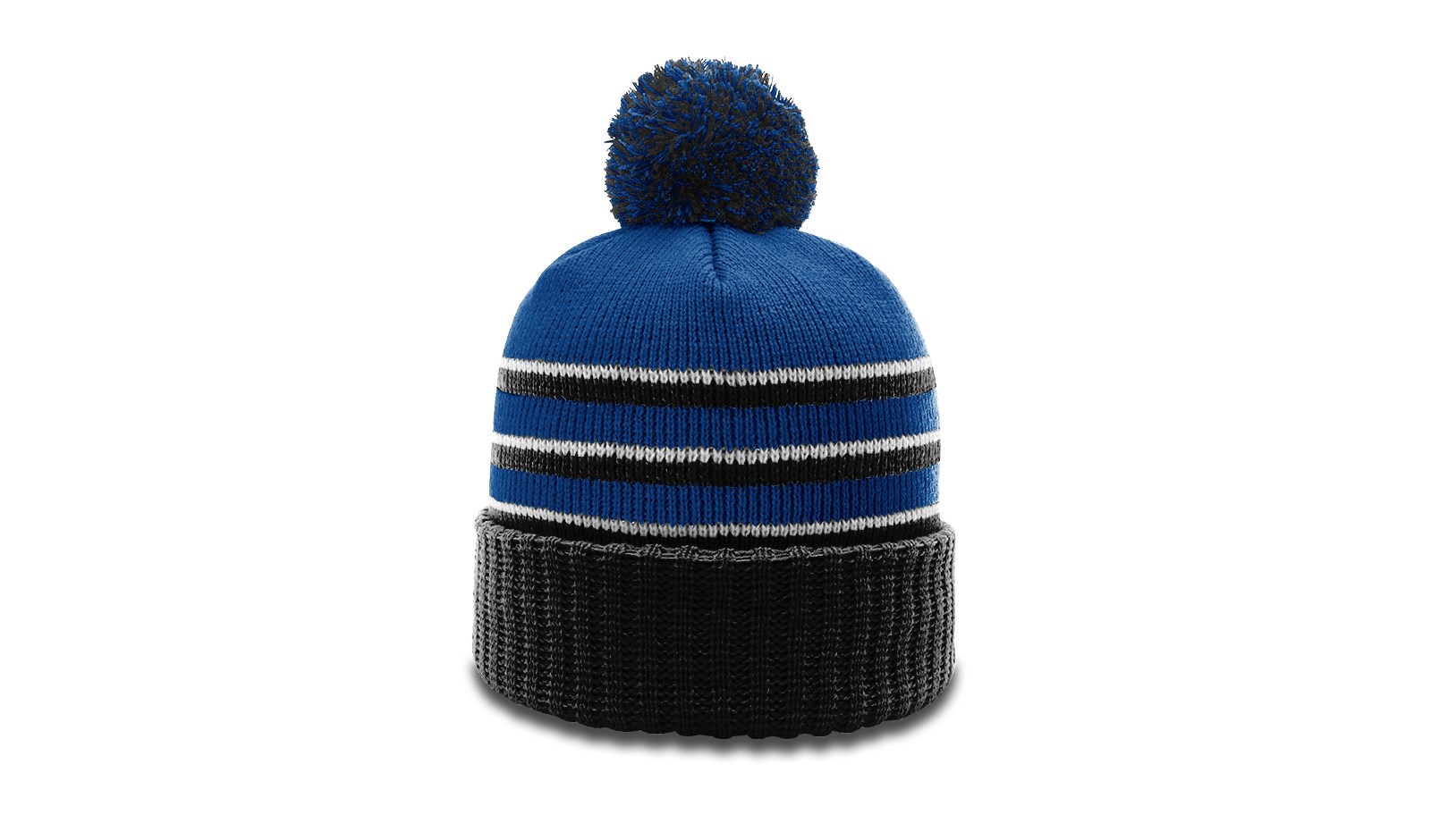  Striped Beanie with Cuff & Pom 7