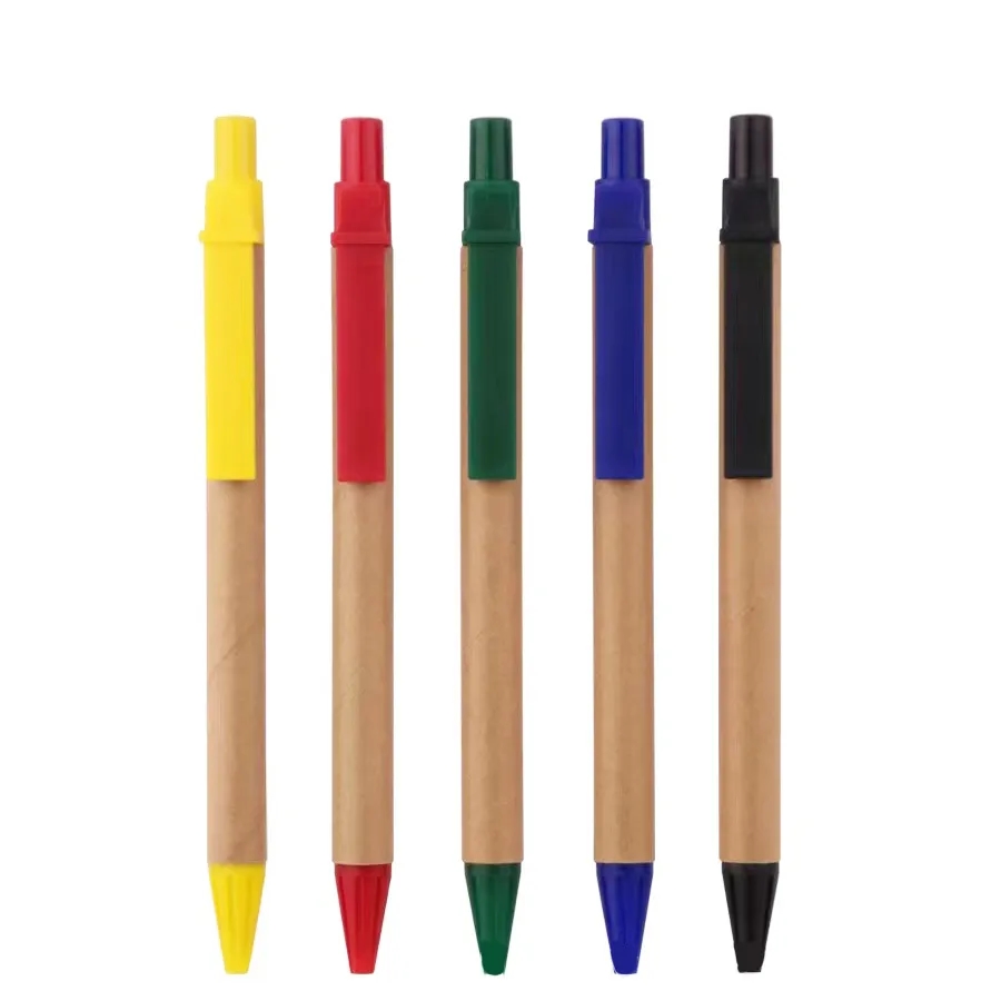 Custom Eco-friendly Kraft Paper Press-type Ballpoint Pen 1