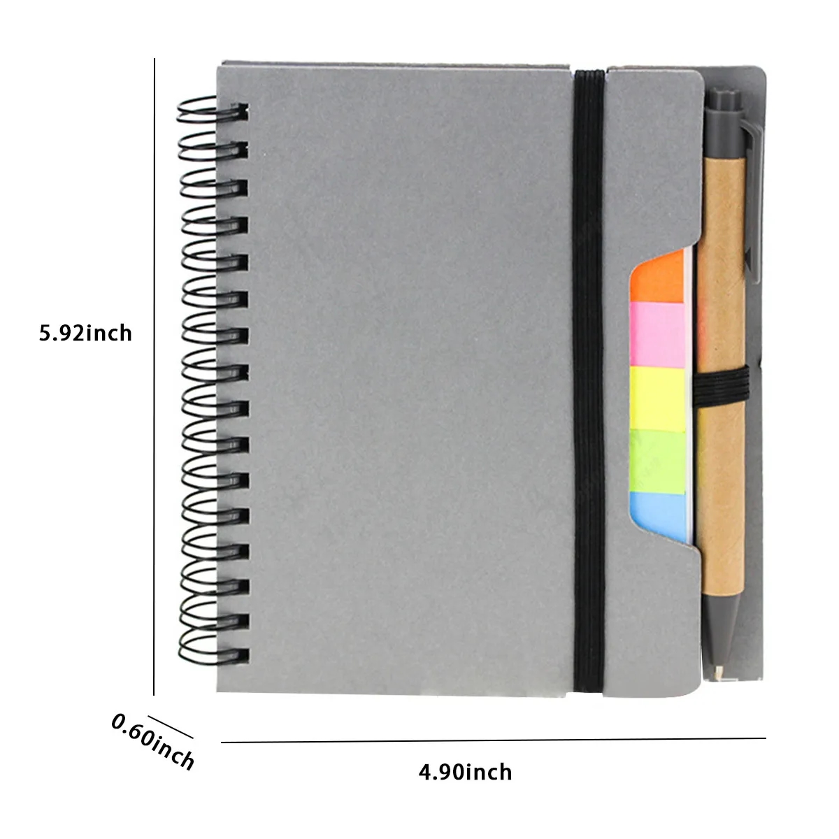 Spiral Lined Kraft Paper Bookmark Notebook with Pen Holder 8