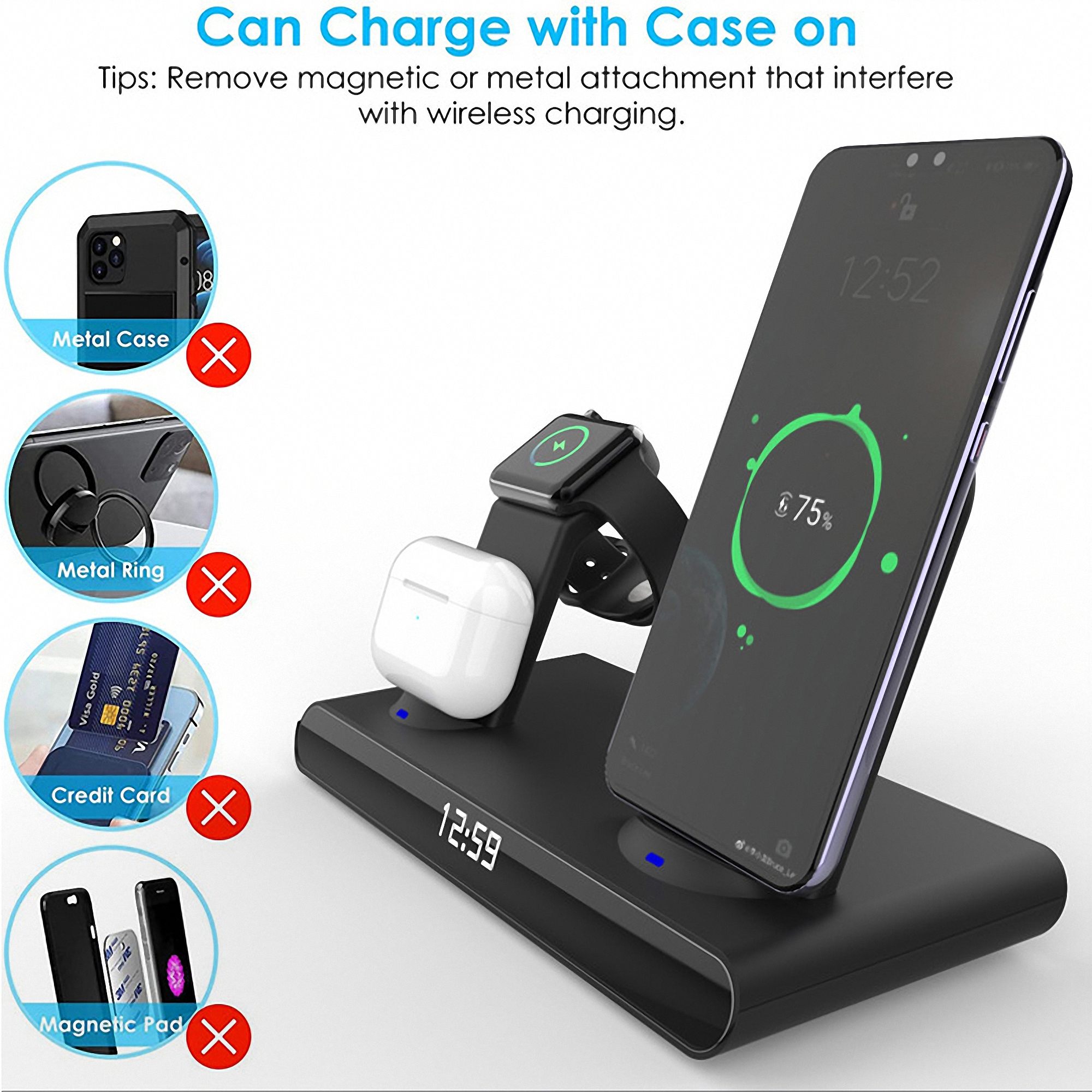3" 1 Wireless Phone Charger with Alarm Clock 4