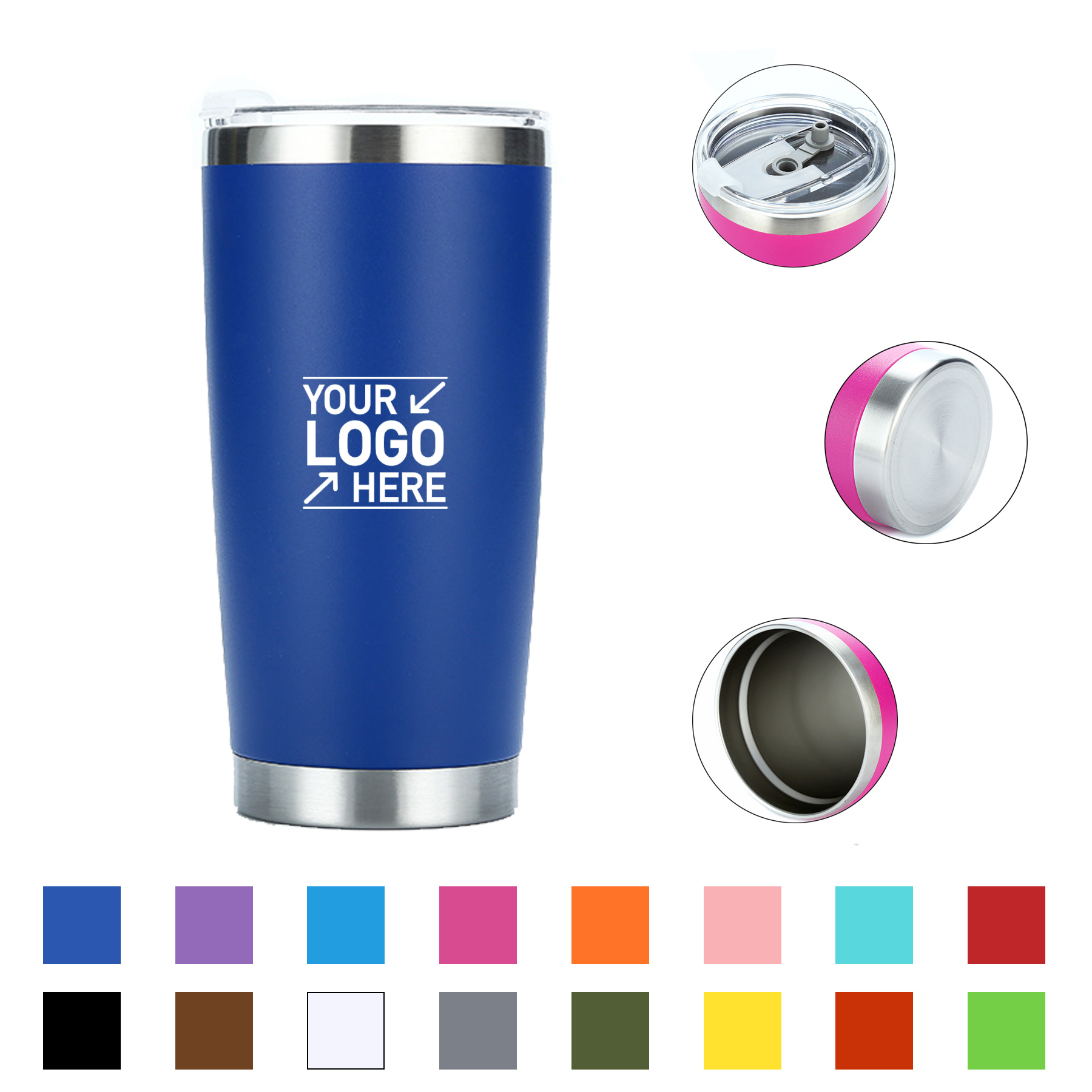Outdoor Portable 20oz Stainless Steel Vacuum Tumbler with Lid 2