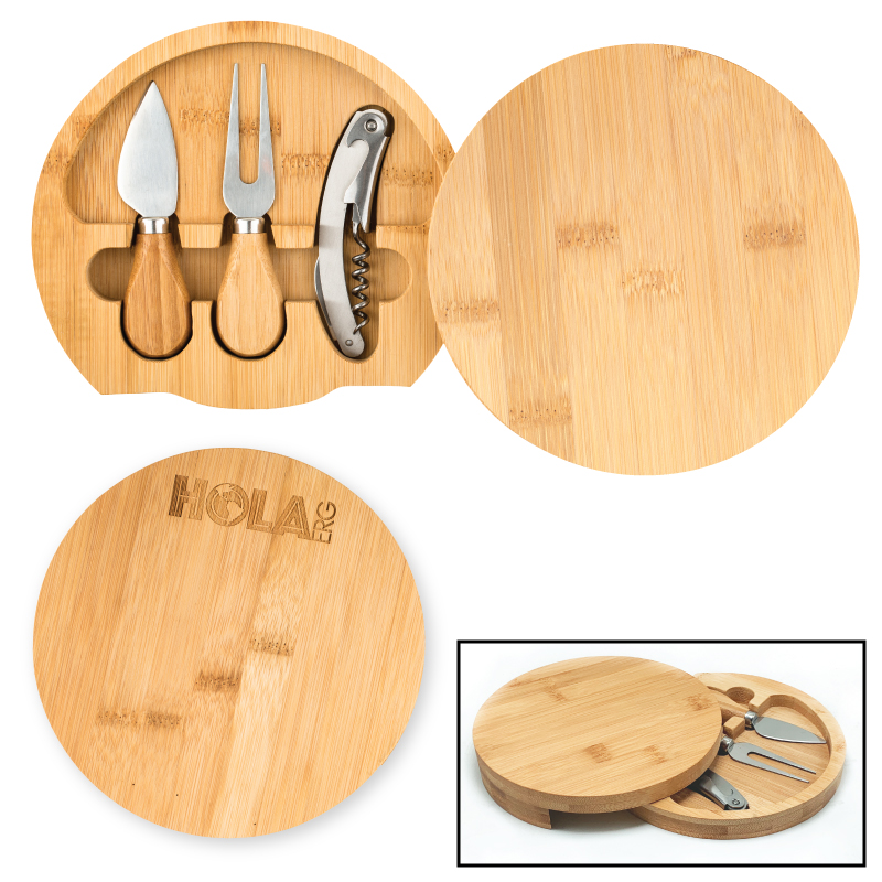 Gouda Mini Bamboo Cheese Board Knife Set 2