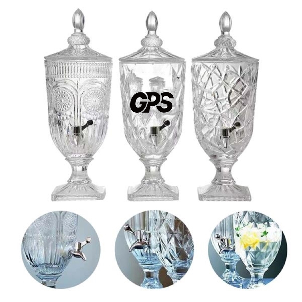 Clear Hammered Glass Jug Beverage Dispensers