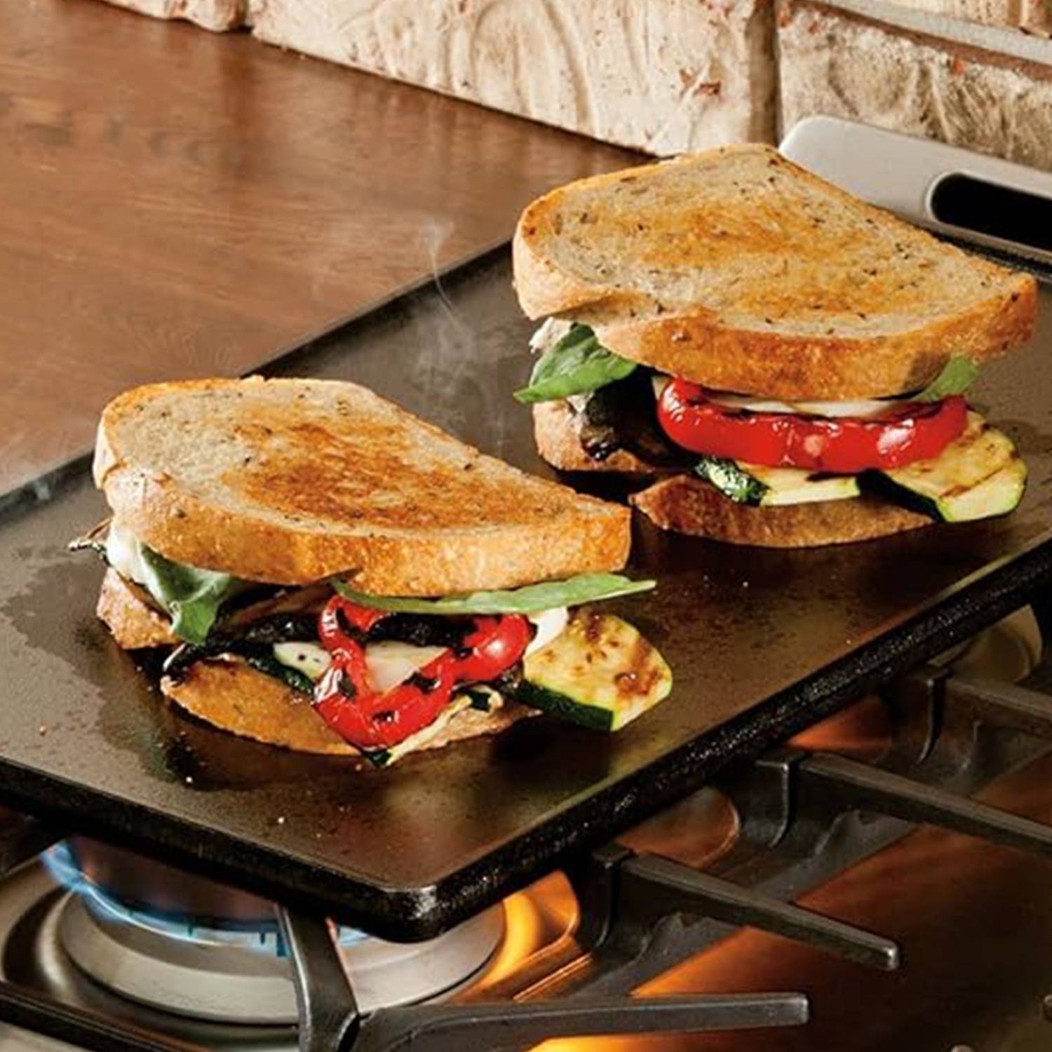 16.7x9.5 IN Cast Iron Rectangular Reversible Grill/Griddle 5