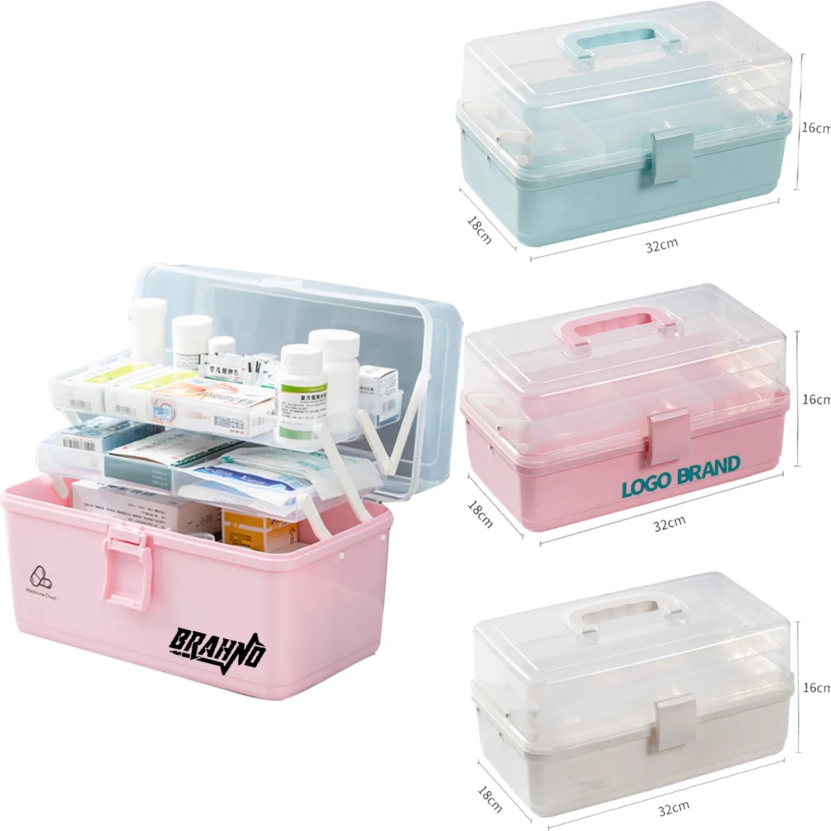 Three-layer Storage Organizer Medicine Box With Handle 2