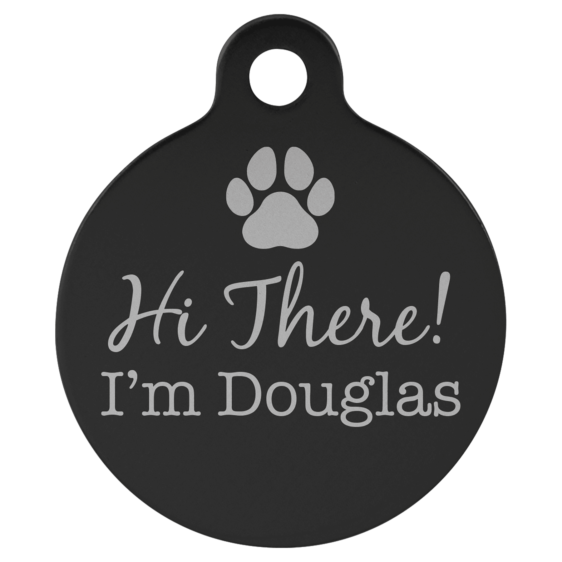 1 1/4" Black Anodized Aluminum Round Pet Tag with Tab 1
