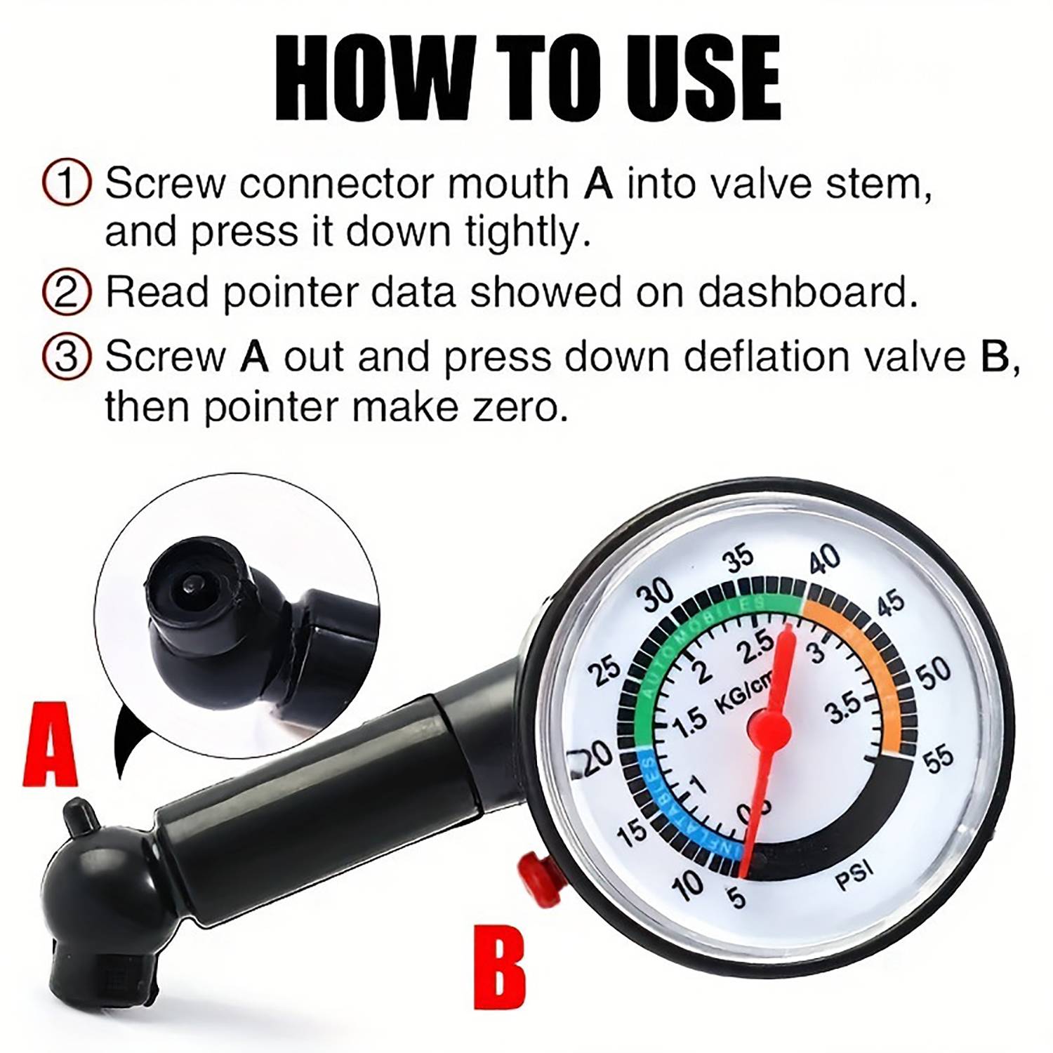 Car Portable Mechanical Tire Pressure Gauge 3