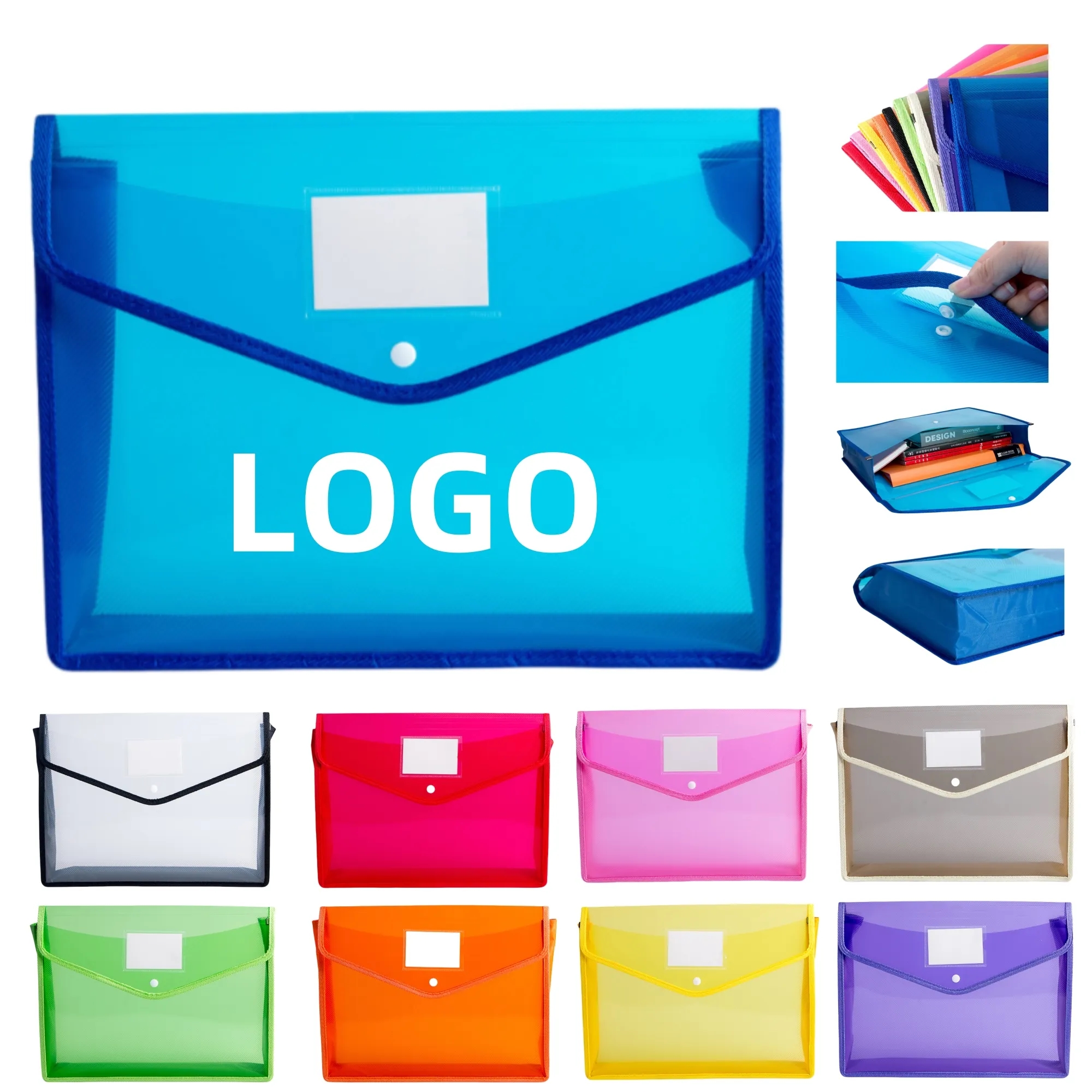 A4 Clear Visible PP Waterproof 3D Snap Document Bag 4